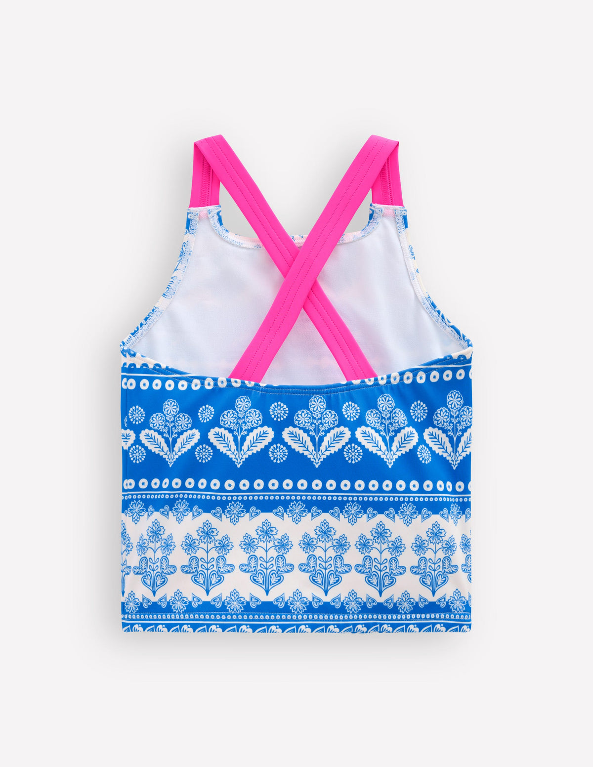 Tankini-Oberteil mit gekreuzten Rückenträgern-Azurblau Holzblock - Image 2