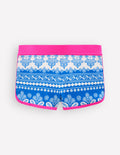 Short de bain à motif-Motif xylographique bleu azur