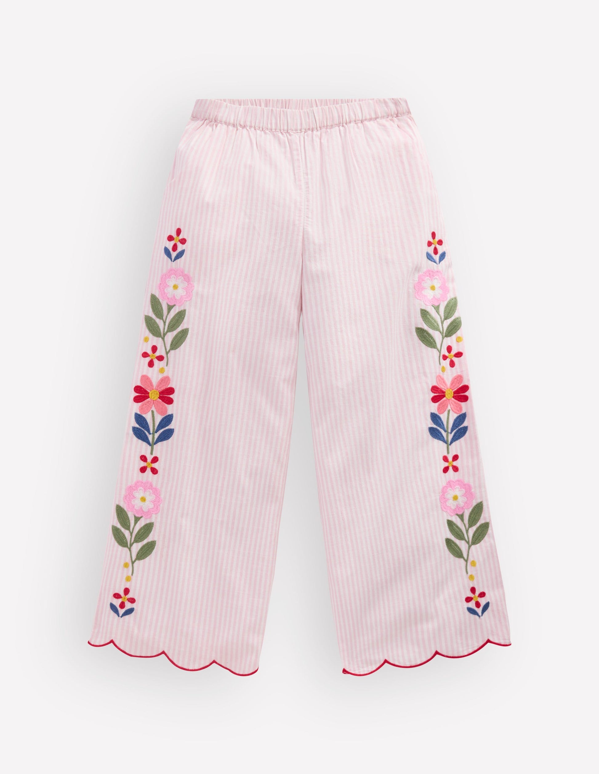 Scallop Hem Trousers-Chalk Pink/ Ivory Floral-1