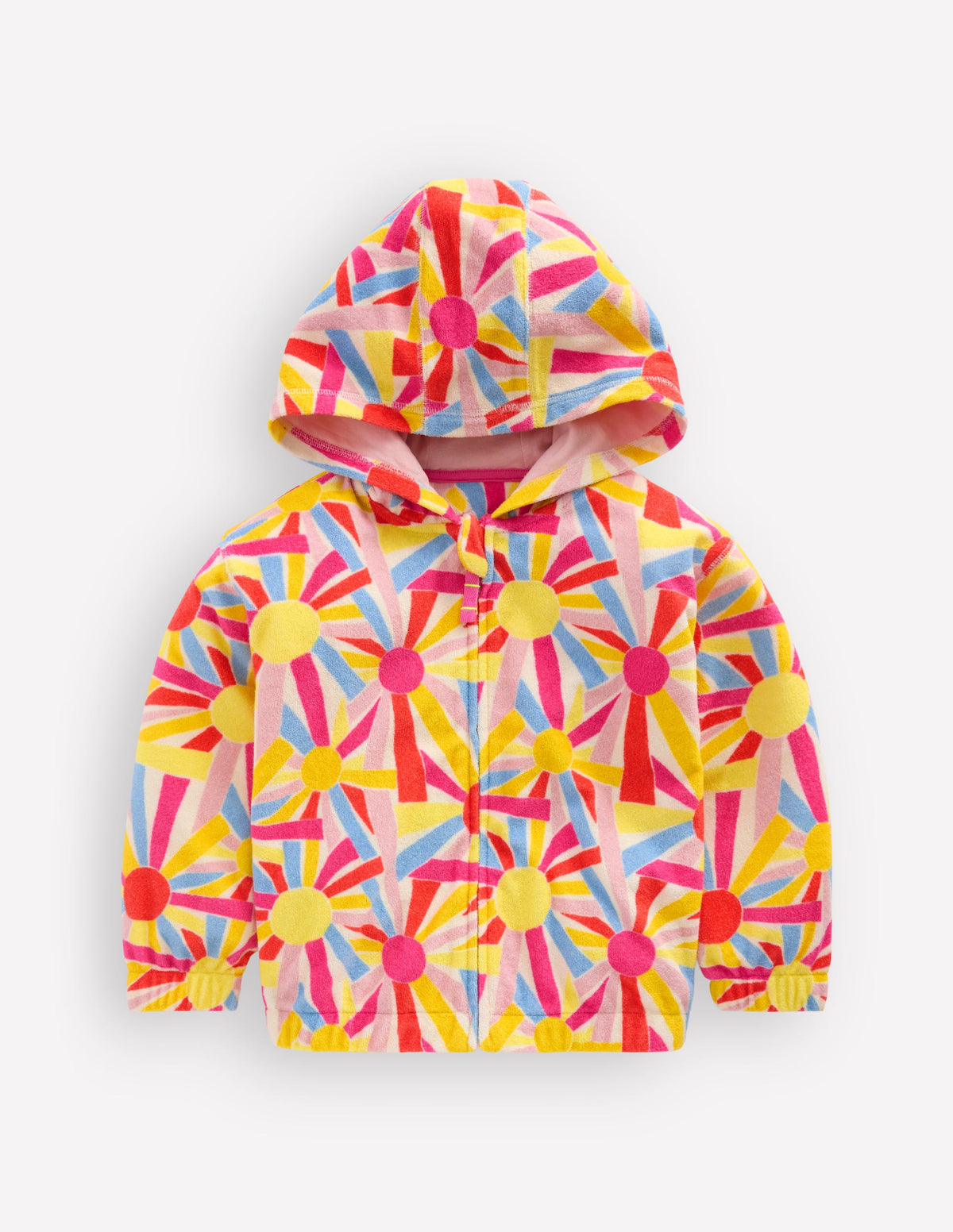 Sweat à capuche décontracté en éponge-Motif Sunburst ivoire - Image 1