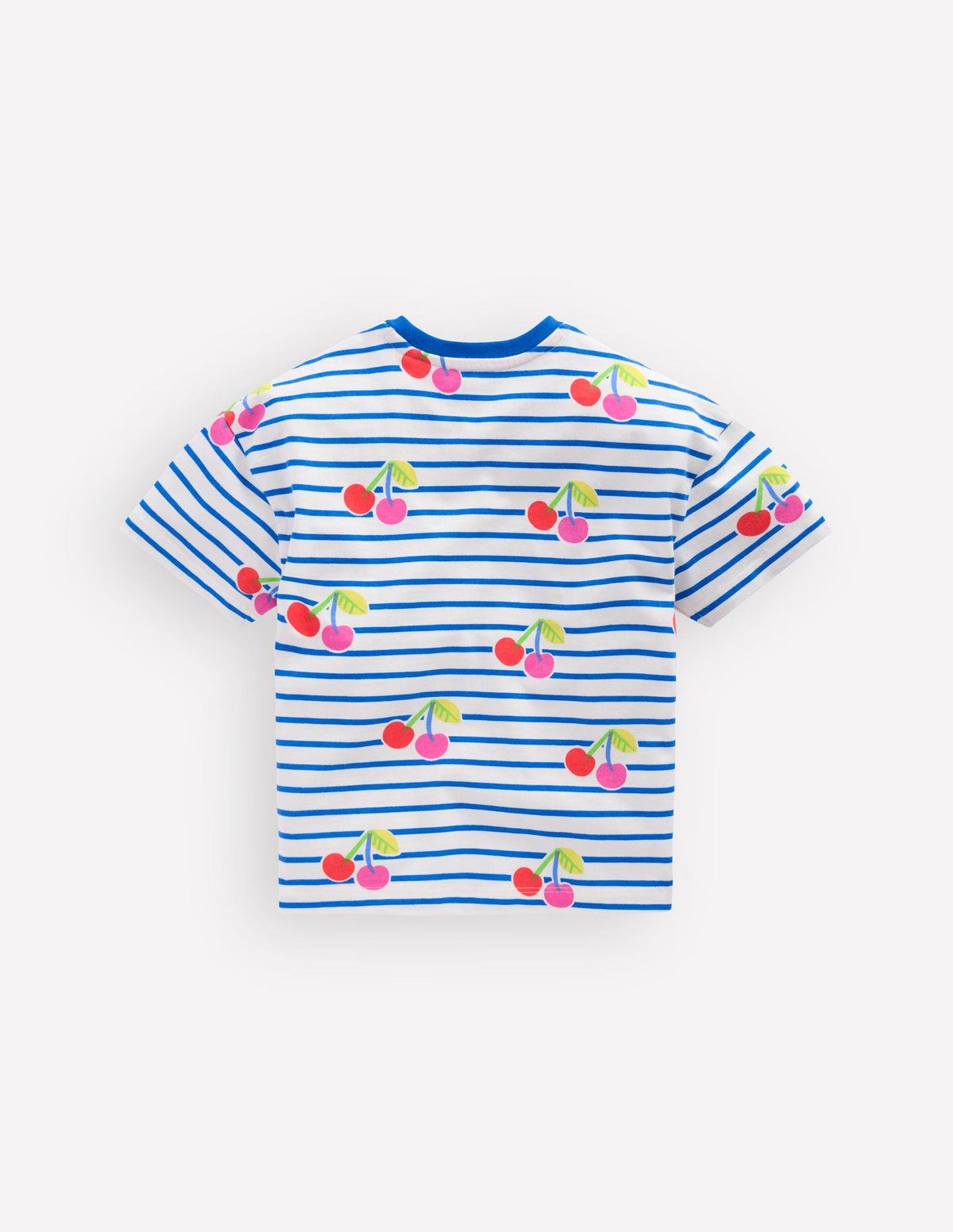 T-shirt simple façon marinière-Cerises bleu martin-pêcheur - Image 2
