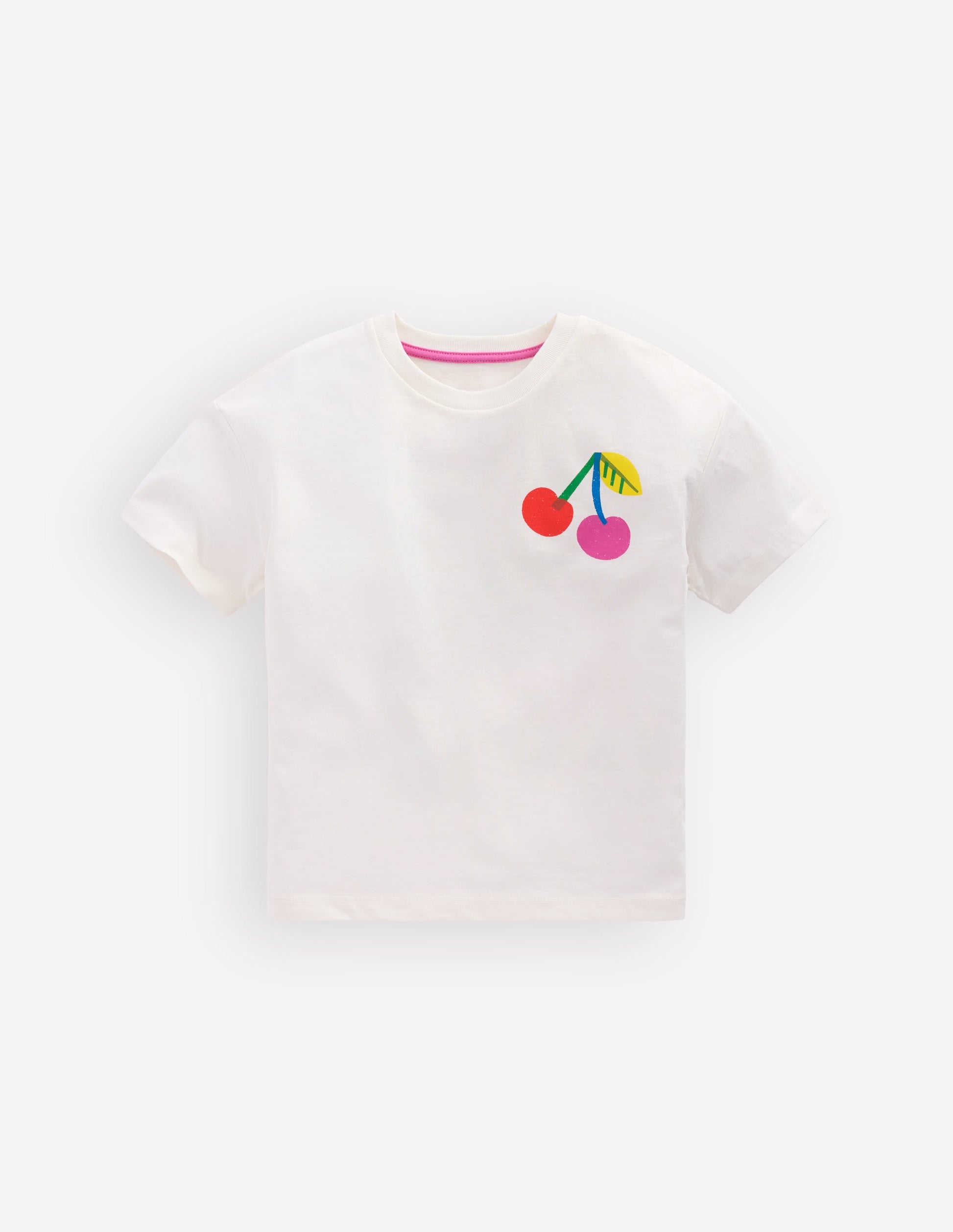T-Shirt mit Druck-Sanftes Naturweiß Kirschen-1