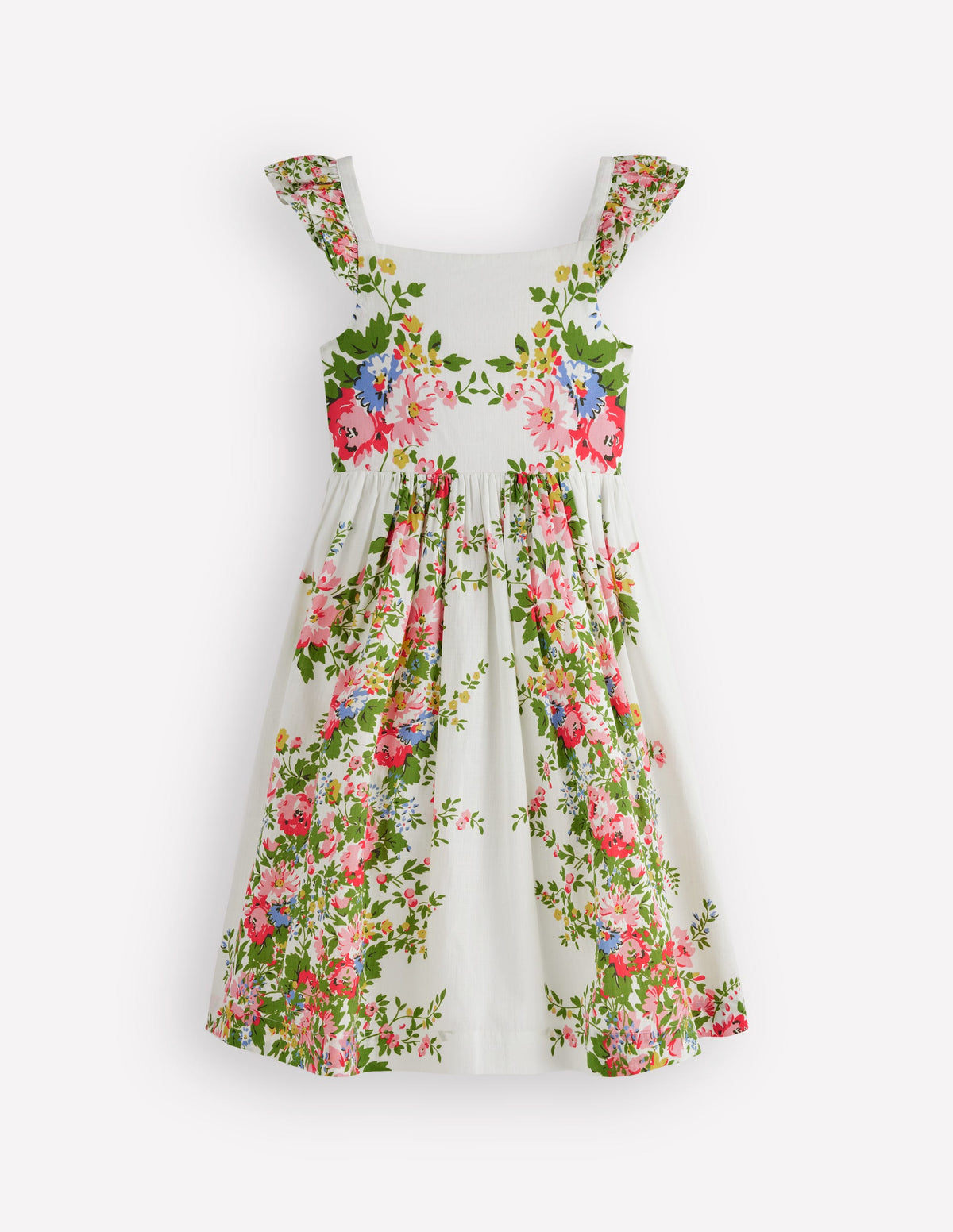 Robe dʼété Annalisa tournoyante-Motif floral ivoire doux-1