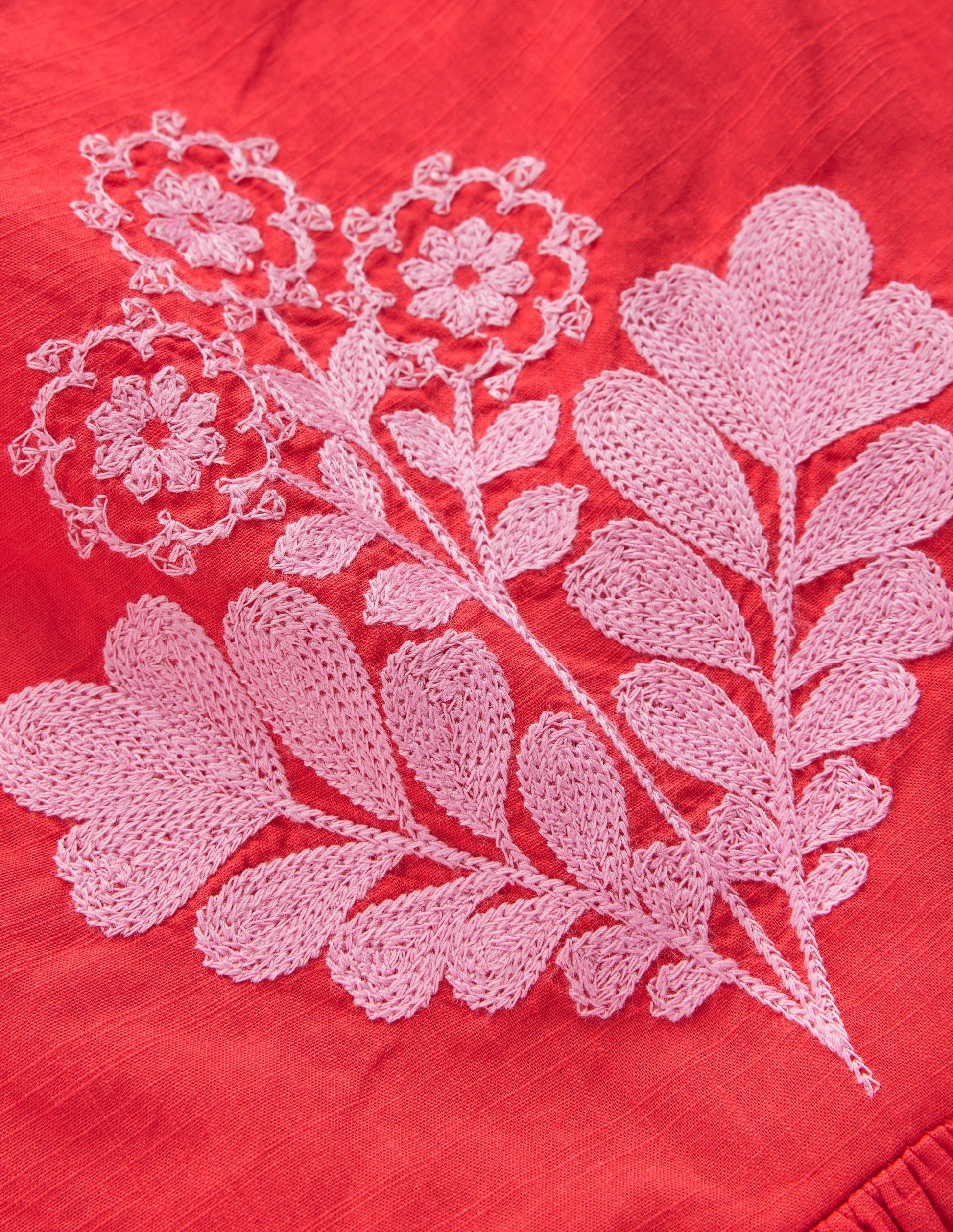 Robe dʼété Annalisa tournoyante-Broderie rouge épicé-3