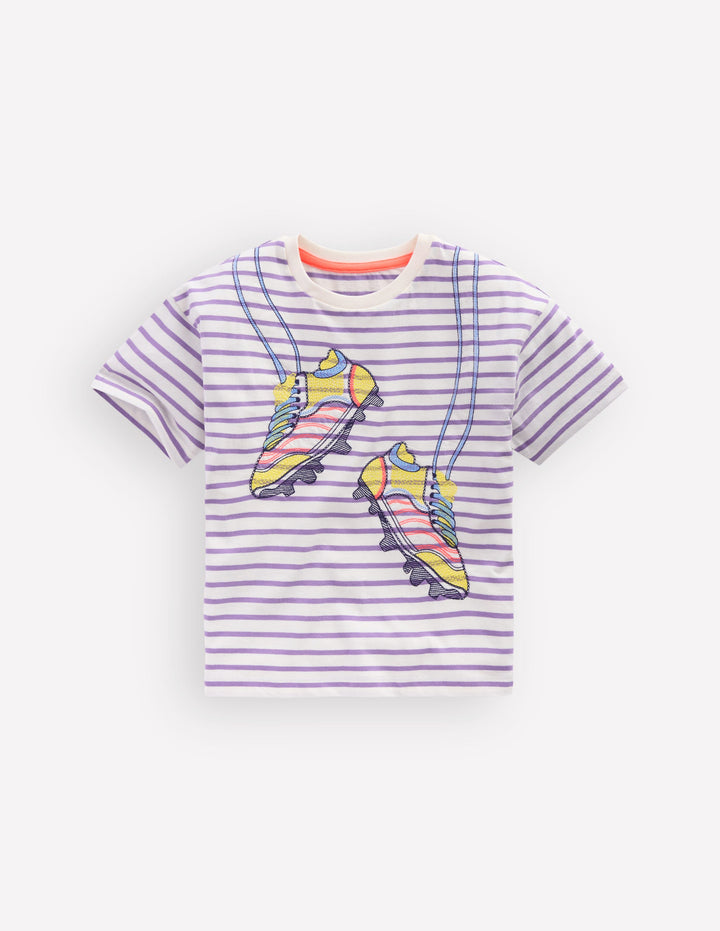 Easy T-Shirt mit Applikation-Asternlila/Naturweiß Schuhe