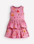 Gestuftes Jersey-Sommerkleid-Pfau
