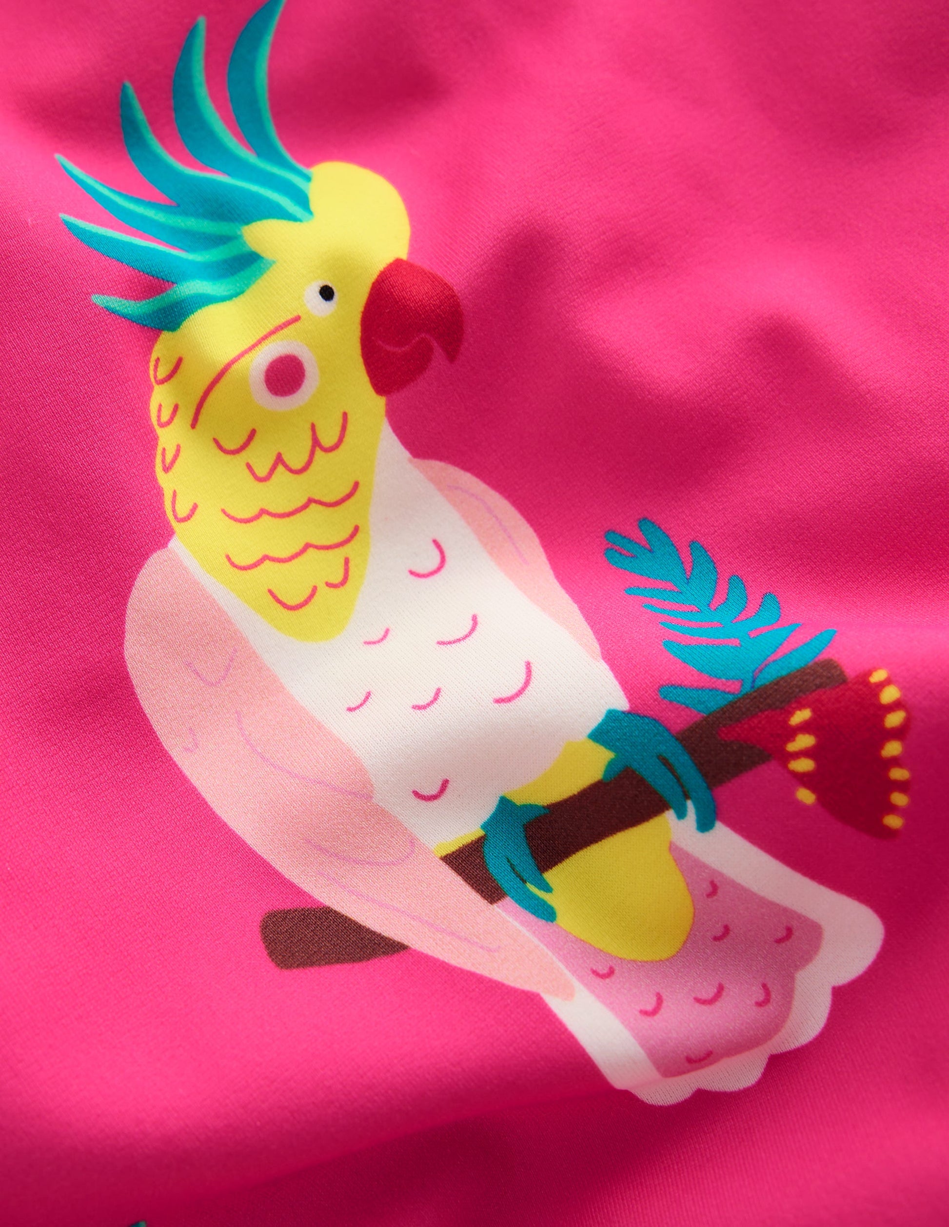 Bedruckter Badeanzug mit gekreuzten Trägern-Rosa Tropischer Vogel-3