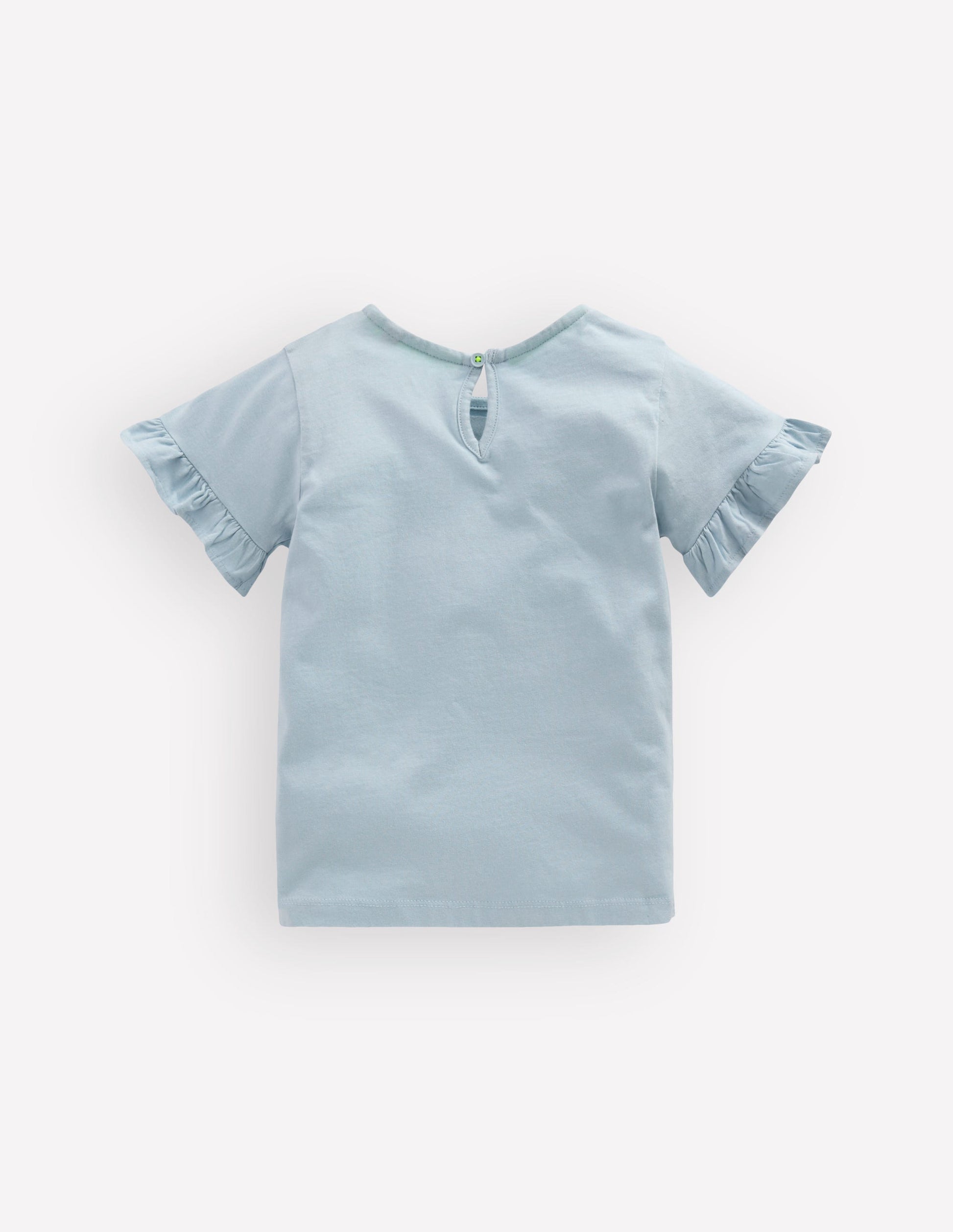 Joli T-shirt à volants-Flamants roses bleu brumeux-2