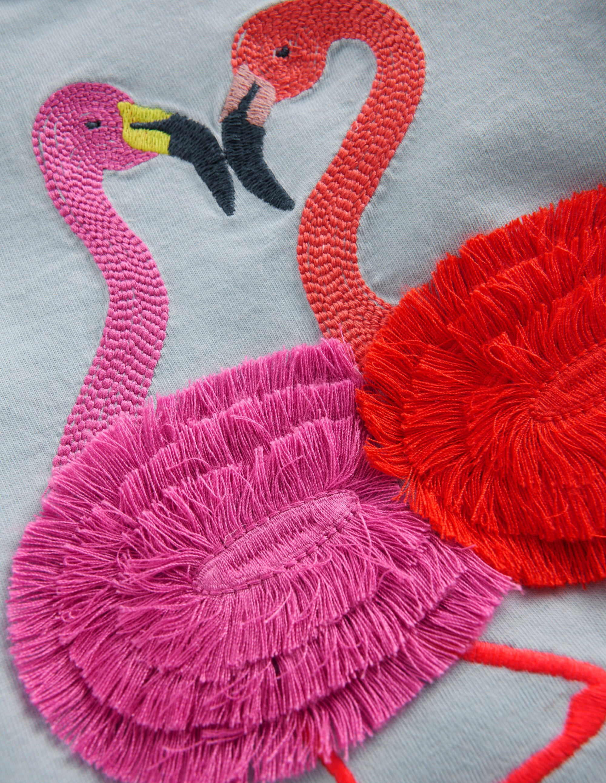 Joli T-shirt à volants-Flamants roses bleu brumeux - Image 3