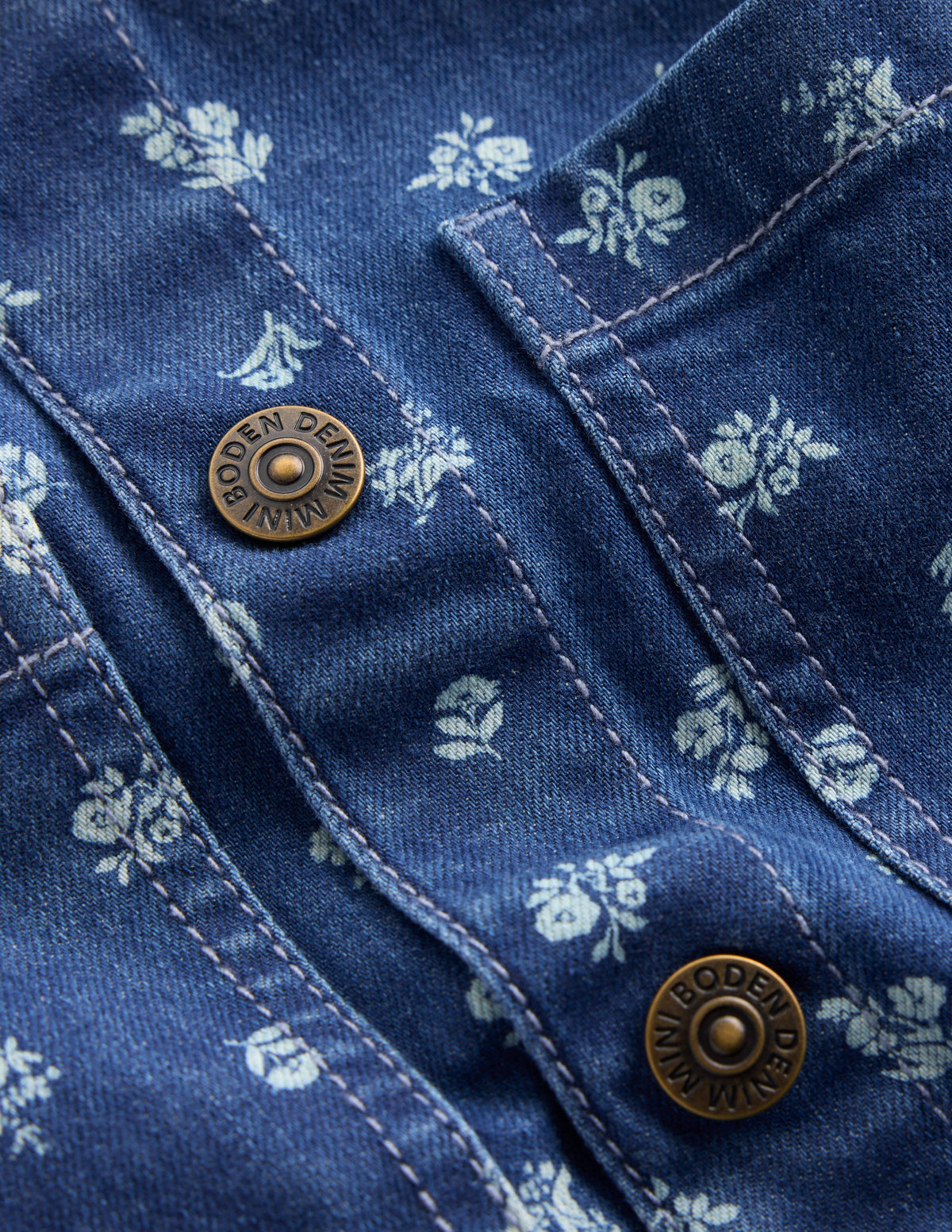 Denim-Hemdblusenkleid-Blau Kleines Blütenmuster - Image 3