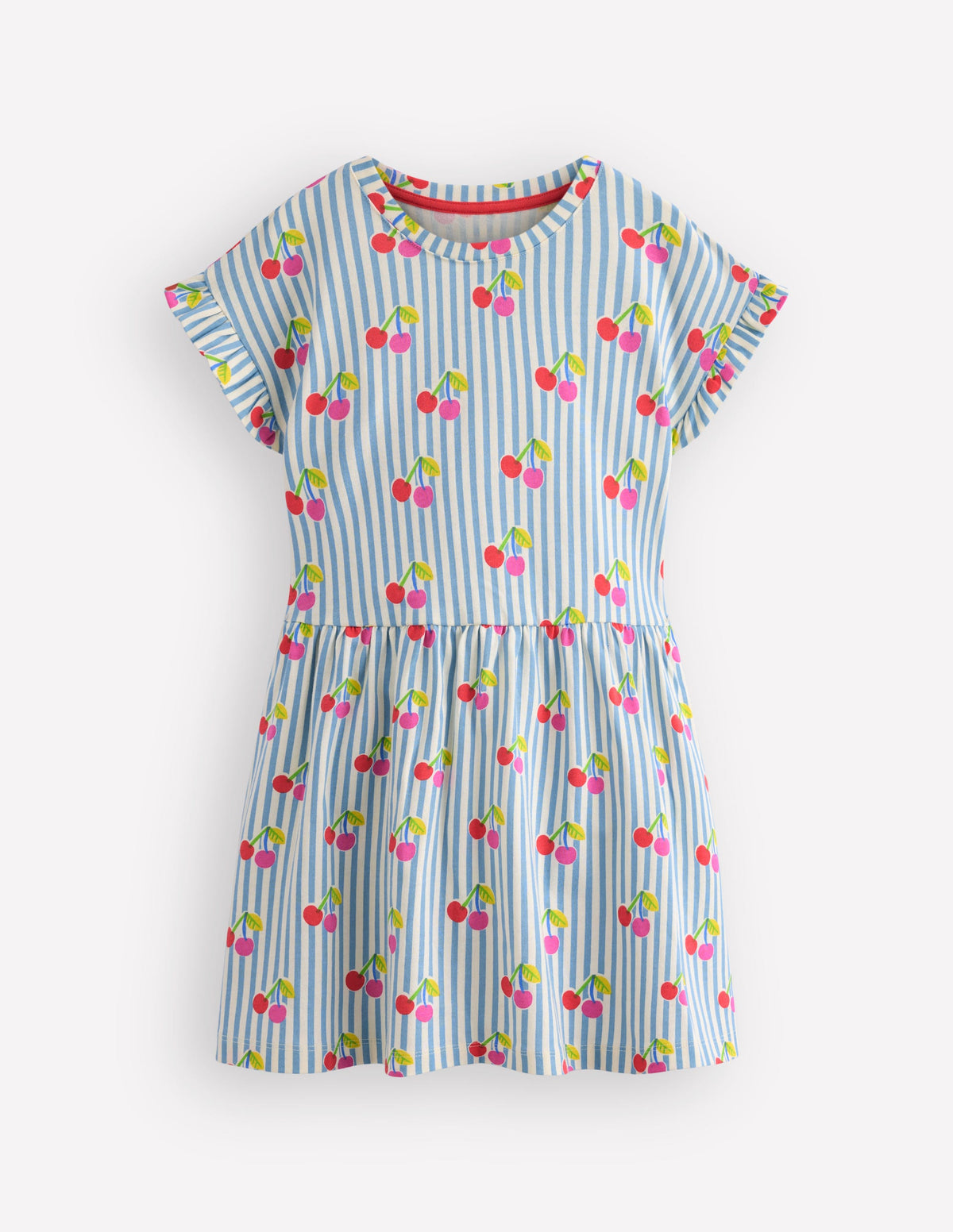 Robe T-shirt en jersey-Rayé cerise bleu-2