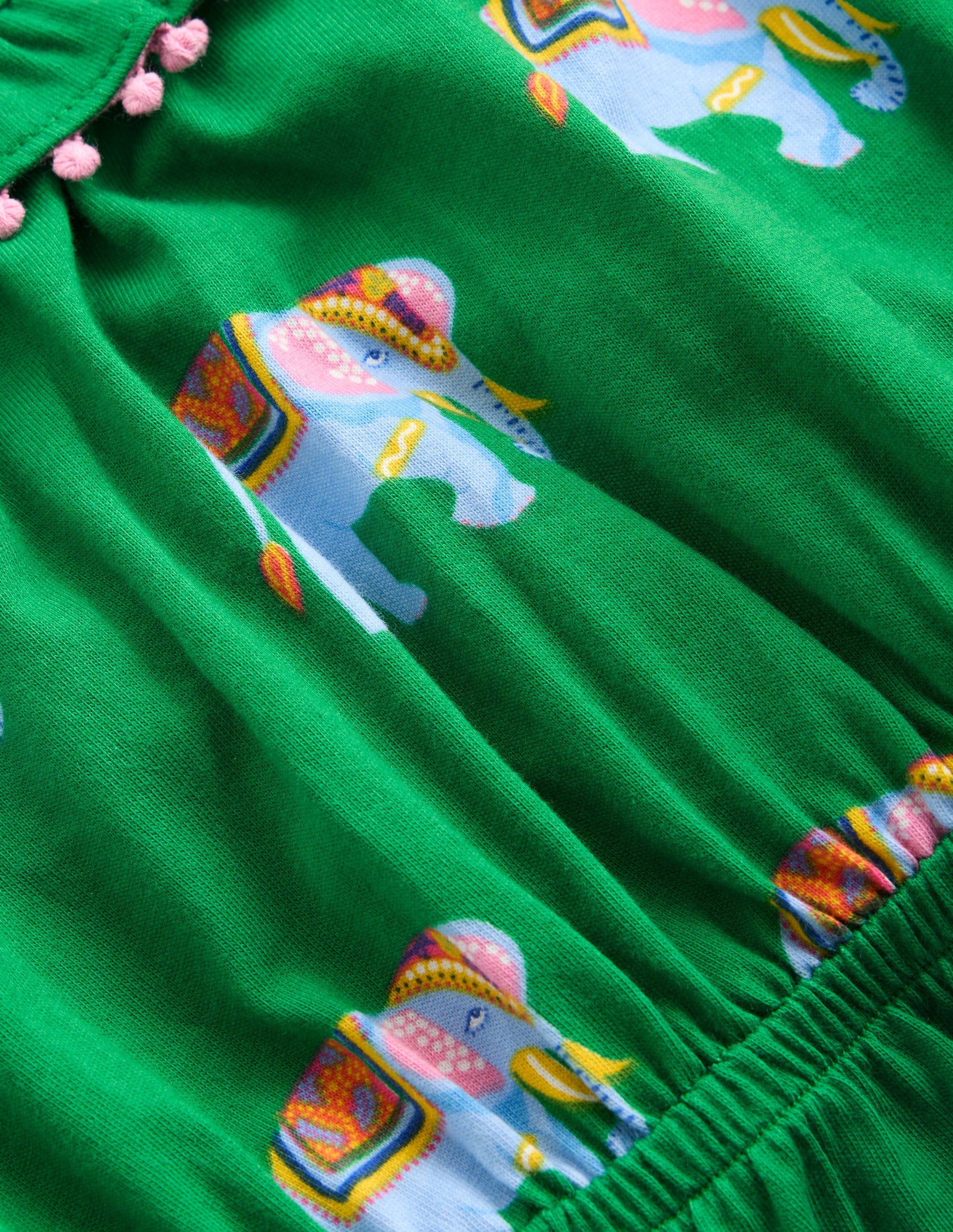 Kleid mit Rüschenausschnitt-Highland-Grün Elefanten-4
