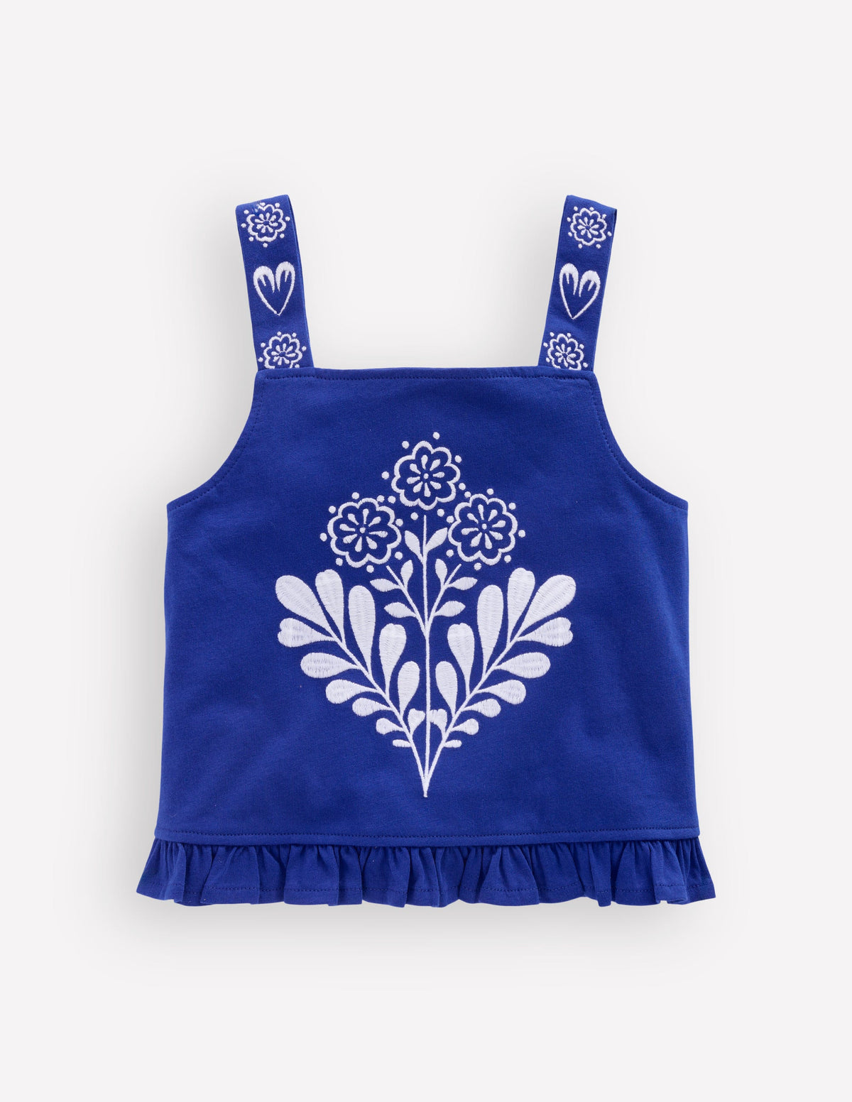 Top à volants brodé-Broderie bleu vif-3