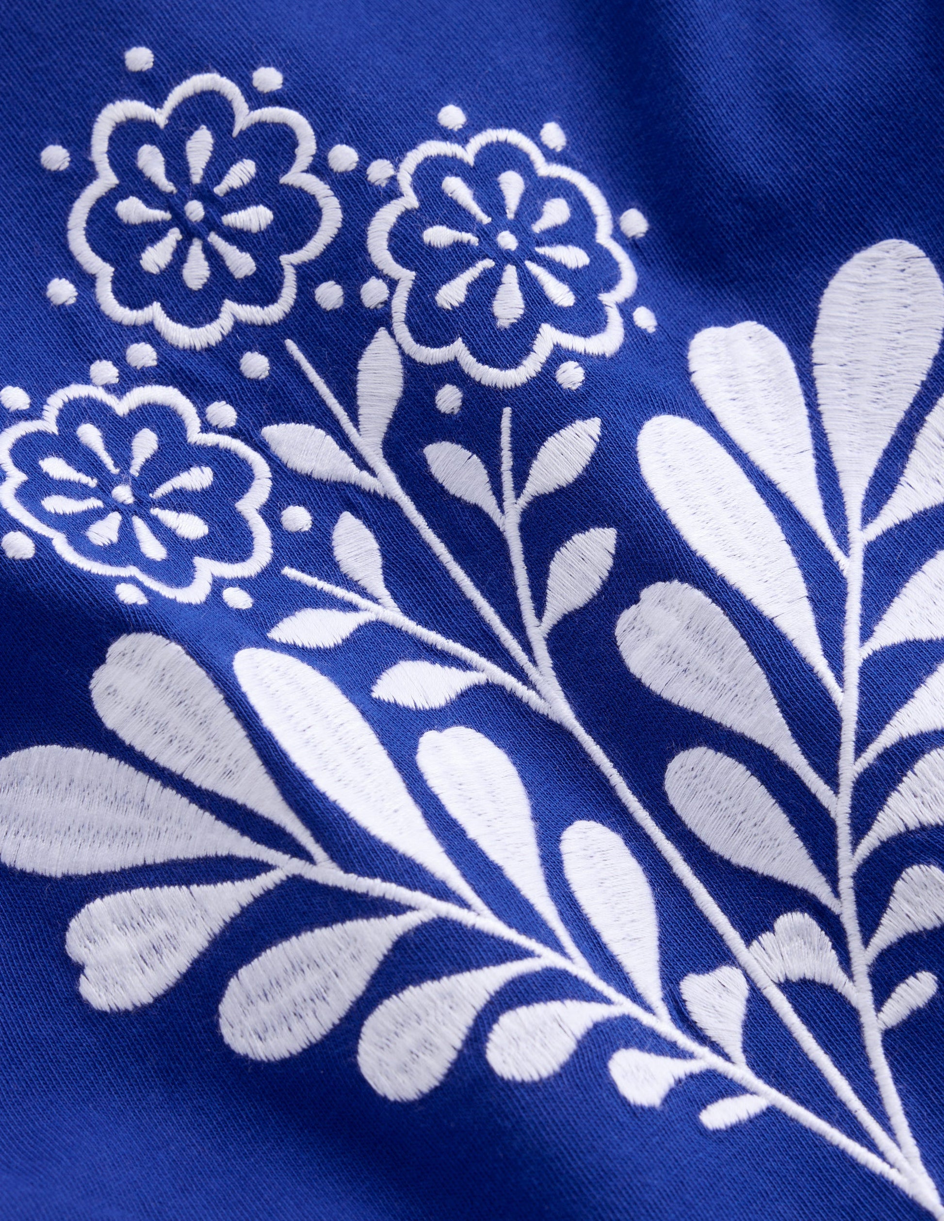 Top à volants brodé-Broderie bleu vif-5