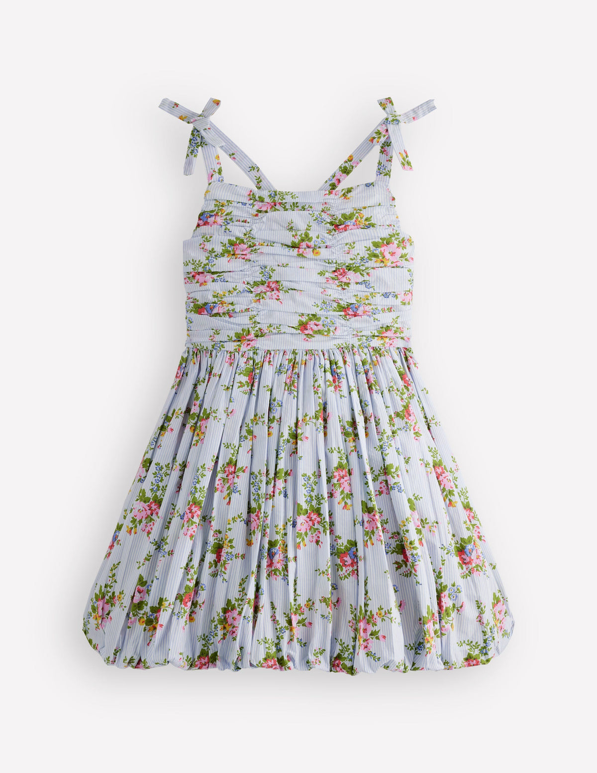 Ballonkleid mit gerafftem Oberteil-Vintage-Blumenmuster - Image 1