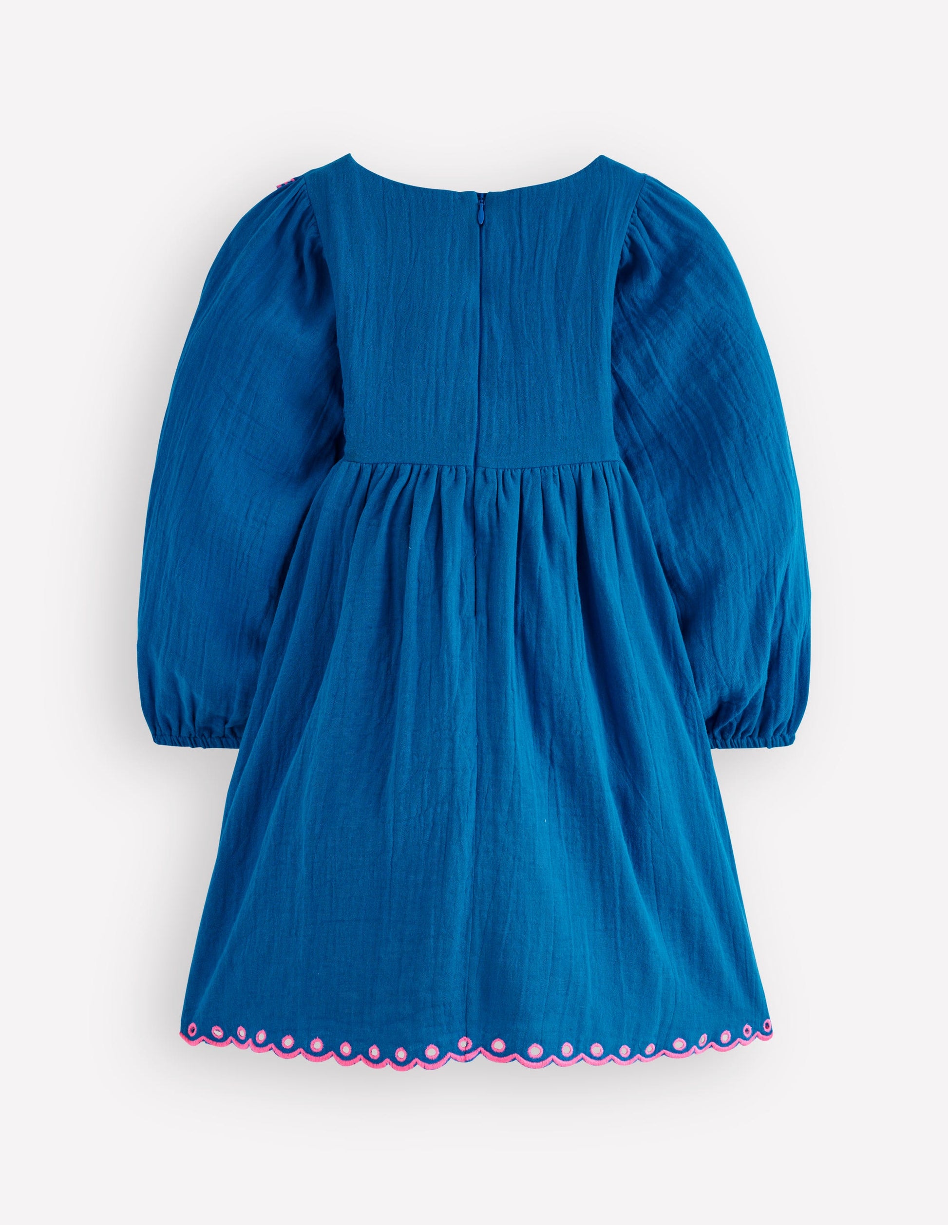 Besticktes Webkleid-Blau-2