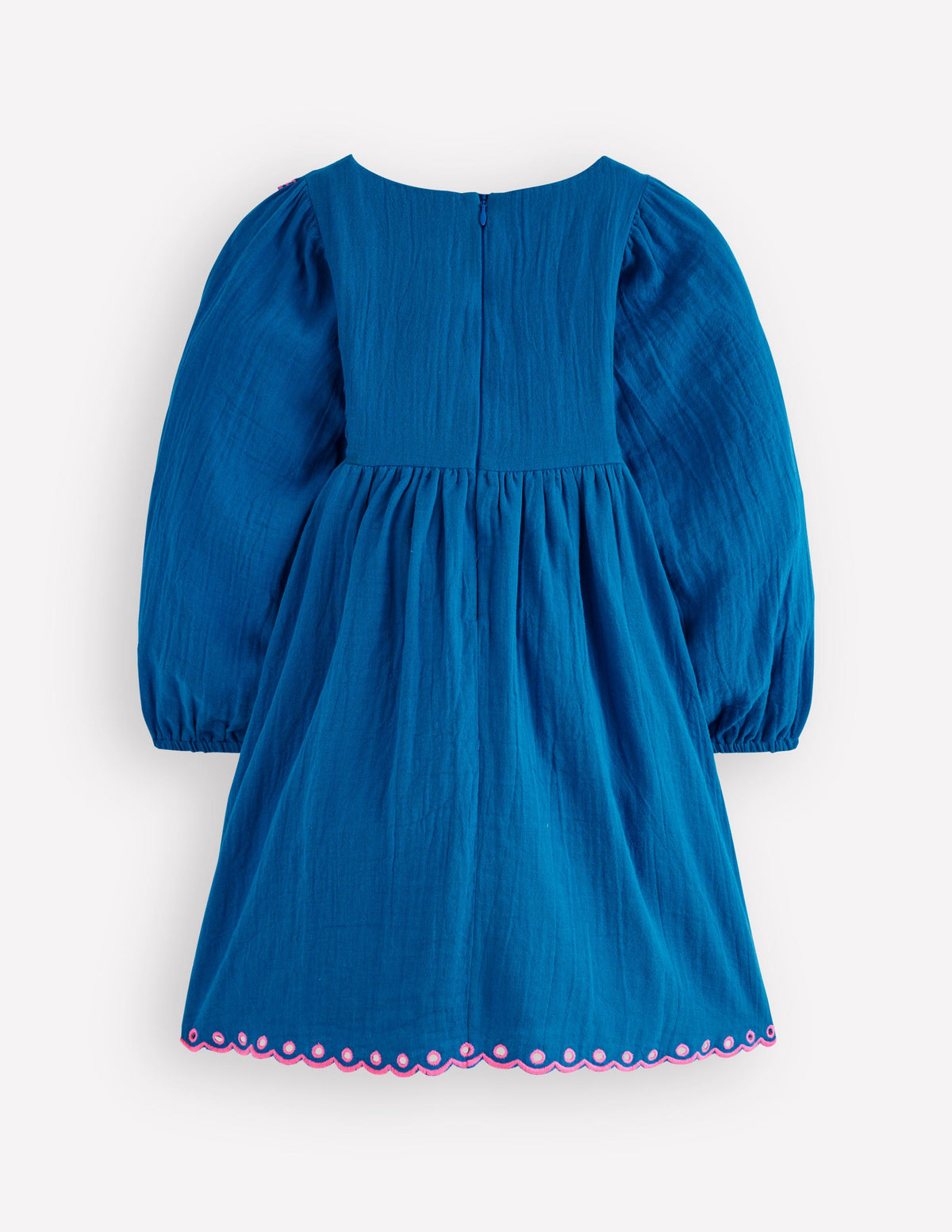 Besticktes Webkleid-Blau - Image 2