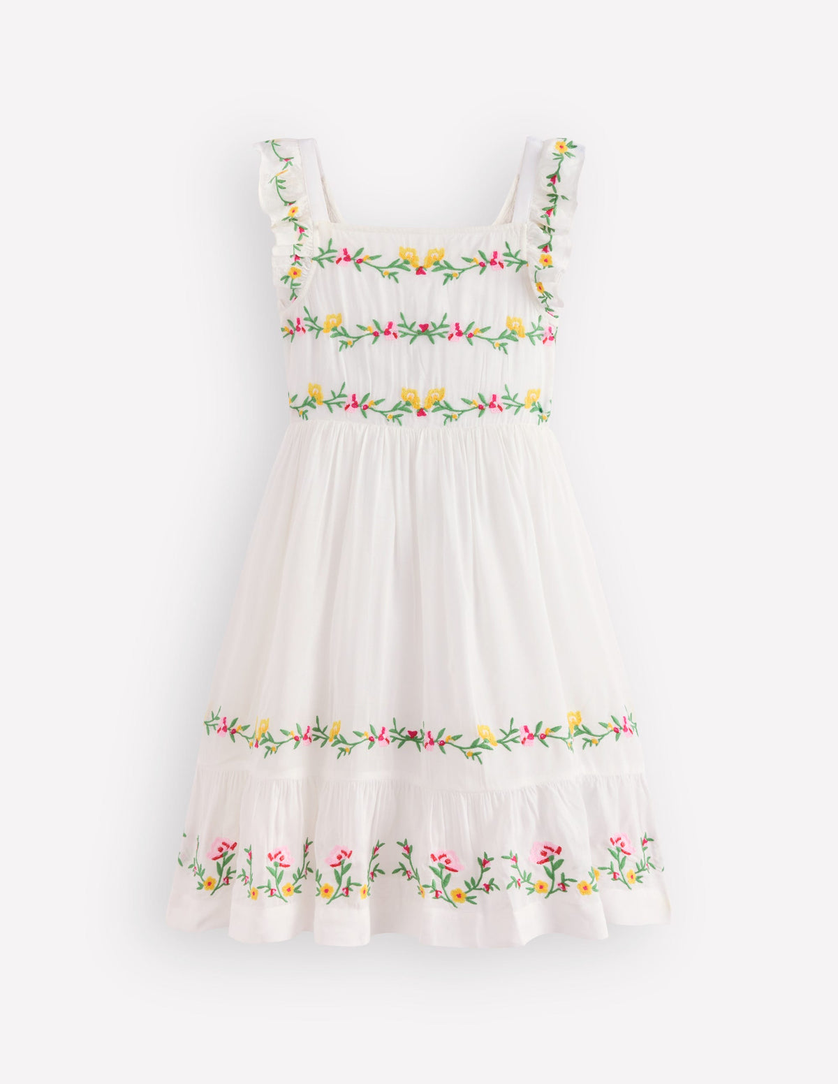 Shirred Bow Back Detail Dress-Soft Ivory-1