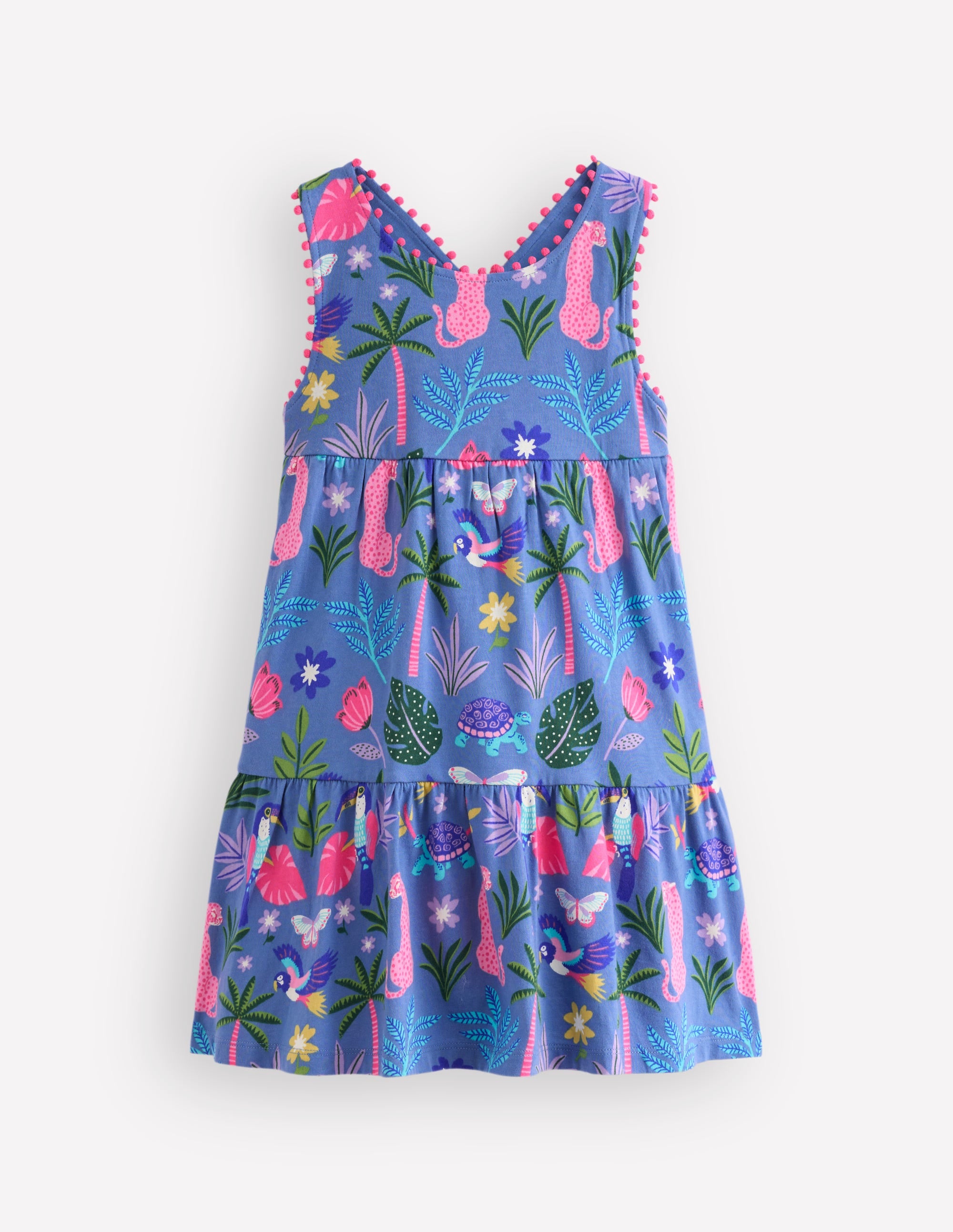 Jersey-Kleid mit gekreuzten Rückenträgern-Ruhiger Hafen Tiere Palmen - Image 4
