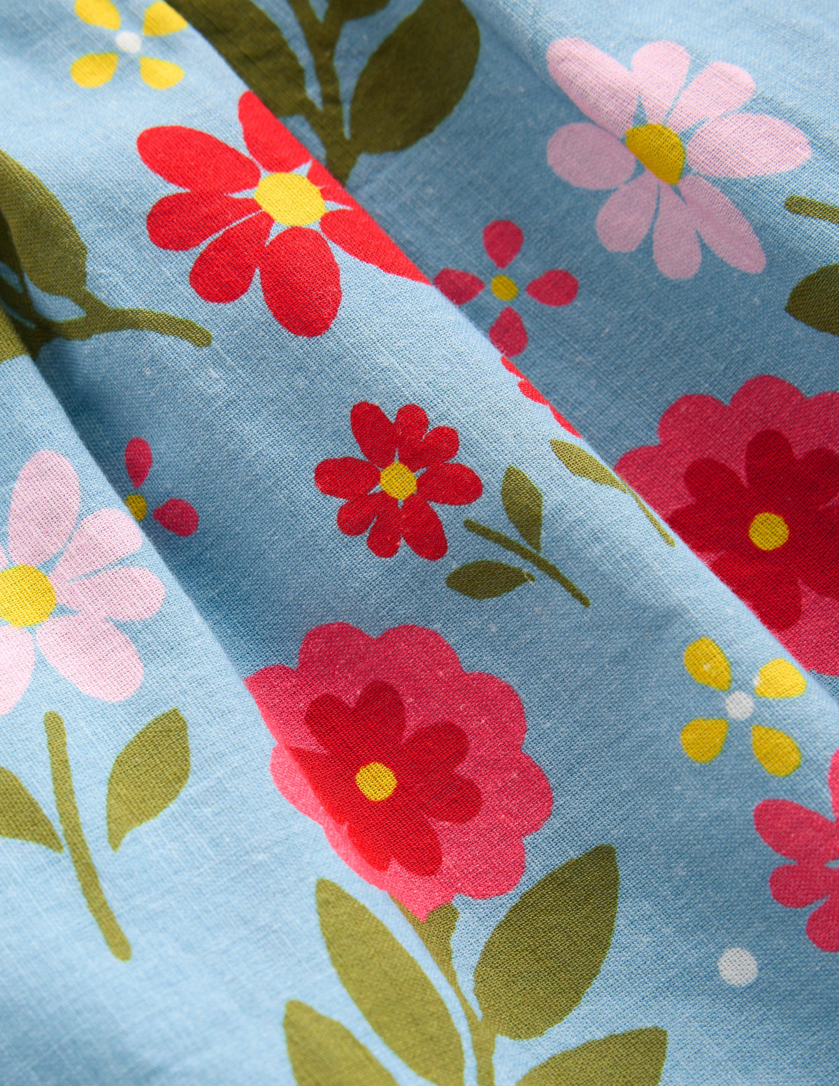 Robe dʼété à bretelles et volants-Motif floral placé bleu vintage - Image 3