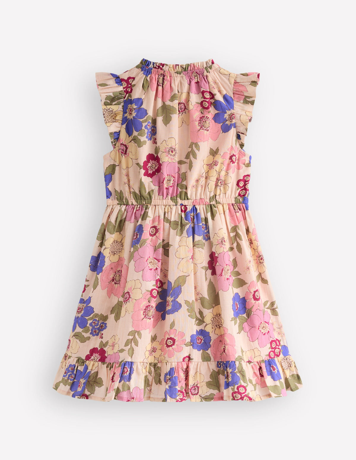 Gathered Woven Dress-Blooming Pink Floral Bloom-2