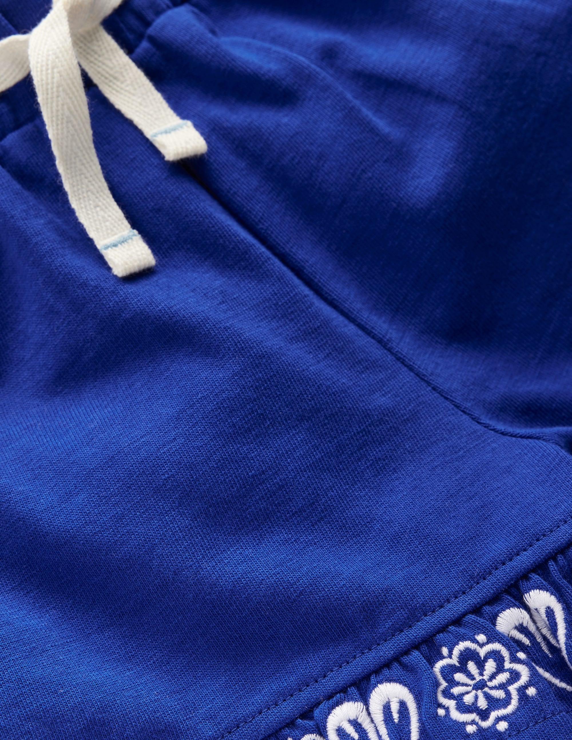 Embroidered Jersey Shorts-Bright Blue Embroidery - Image 3