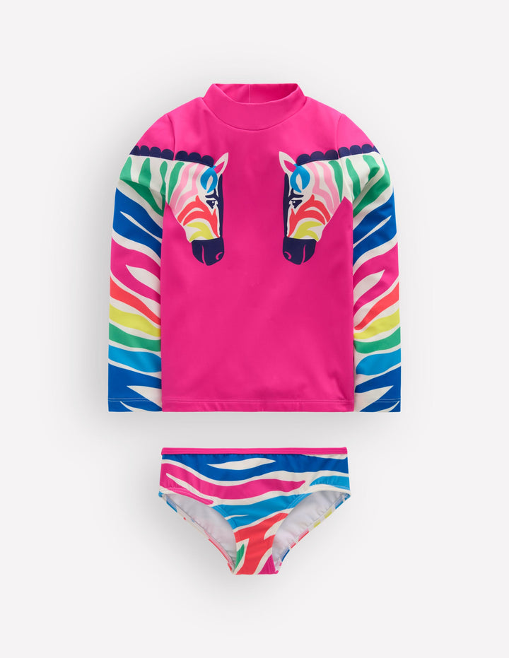 Badeshirt-Set mit Applikation-Himbeerrosa Zebras