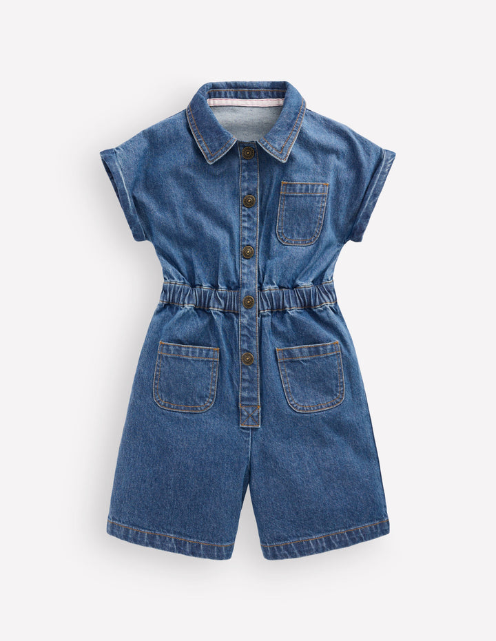Bestickter Spielanzug-Medium Vintage Denim Bestickt