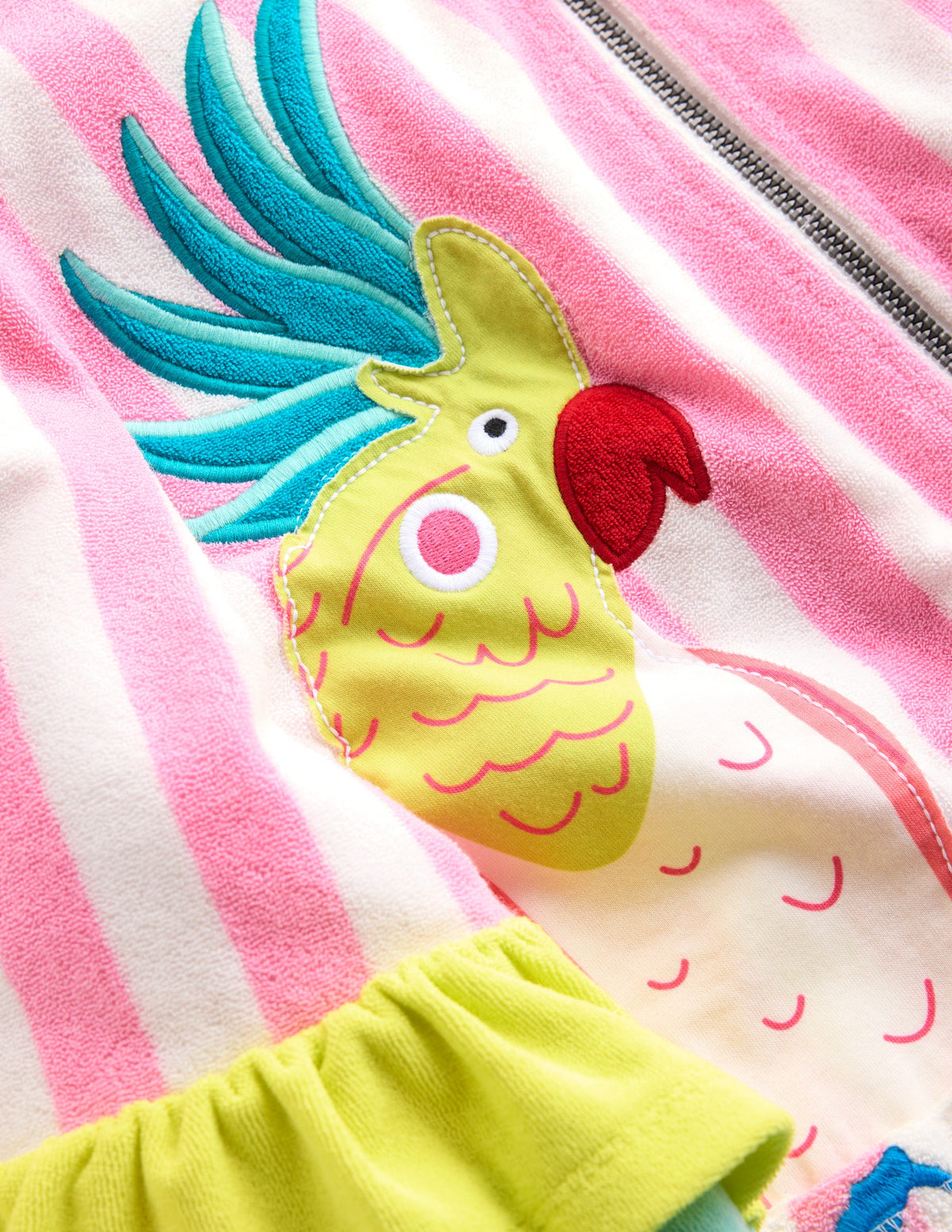 Fun Romie Towelling Zip-Up-Stripe Frill Parrot-4