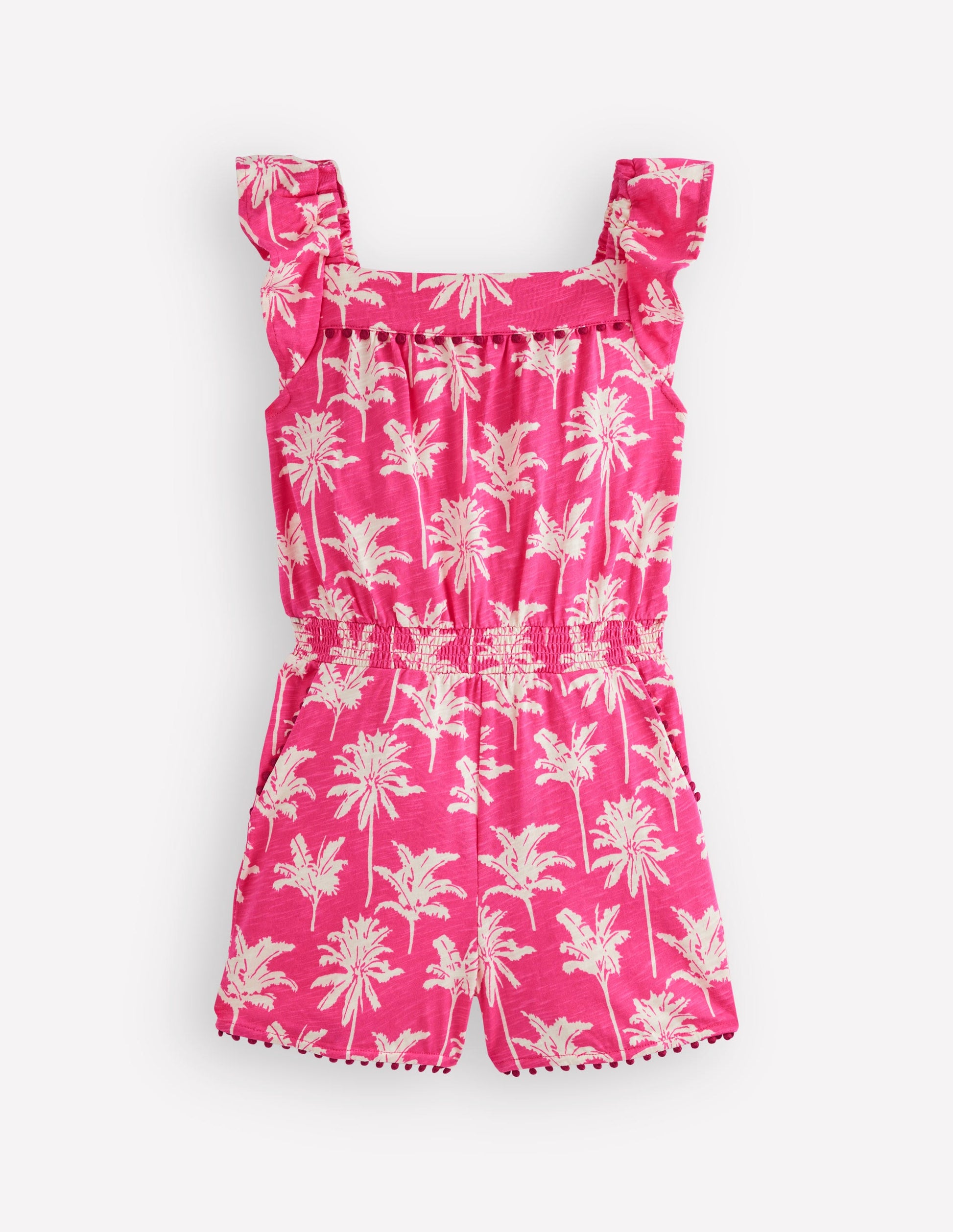 Ciara Jersey-Spielanzug mit Bommelbesatz-Rosa Palmen-1