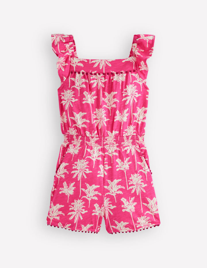 Ciara Jersey-Spielanzug mit Bommelbesatz-Rosa Palmen