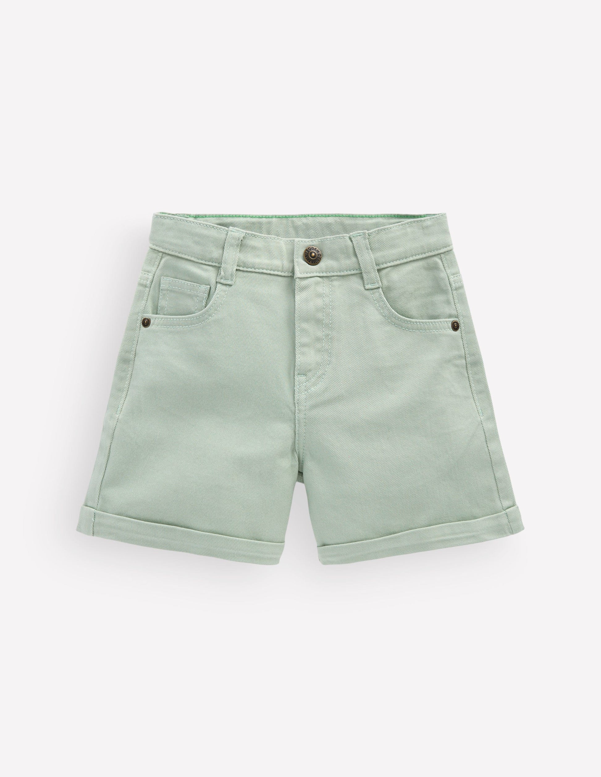 Gewebte Shorts mit Umschlag-Blassgrün-1