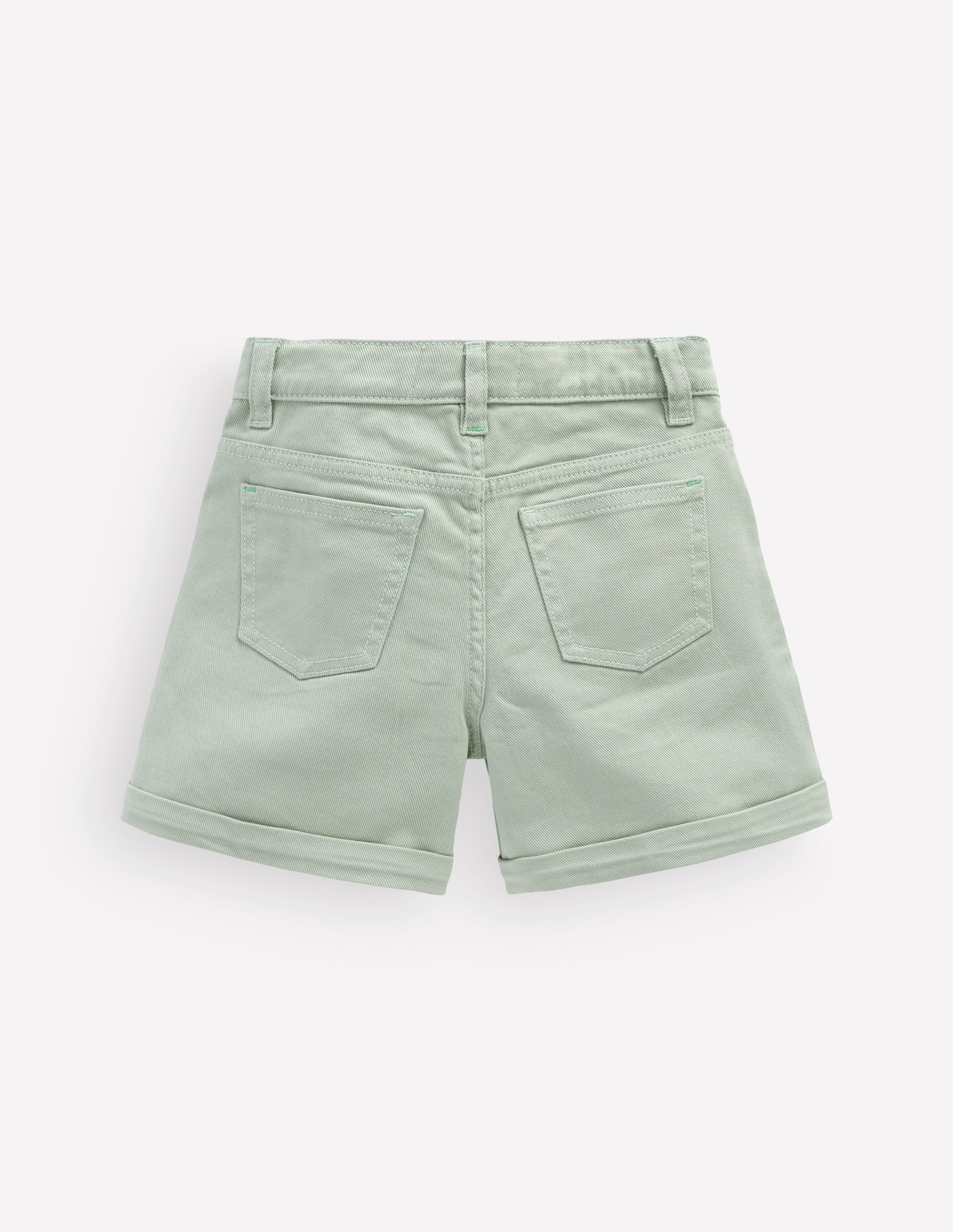 Gewebte Shorts mit Umschlag-Blassgrün-2