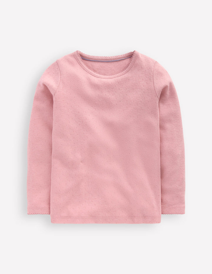Langärmeliges Oberteil mit Pointelle-Muster-ROSA
