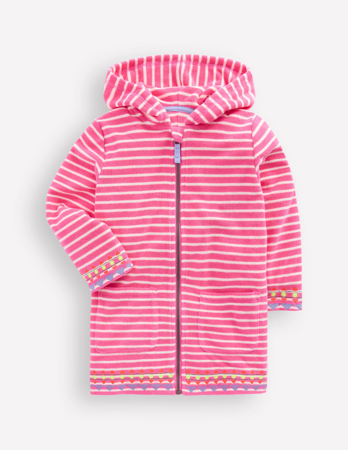Romie Frottee-Badeponcho mit Reißverschluss-Sorbetrosa Streifen - Image 1