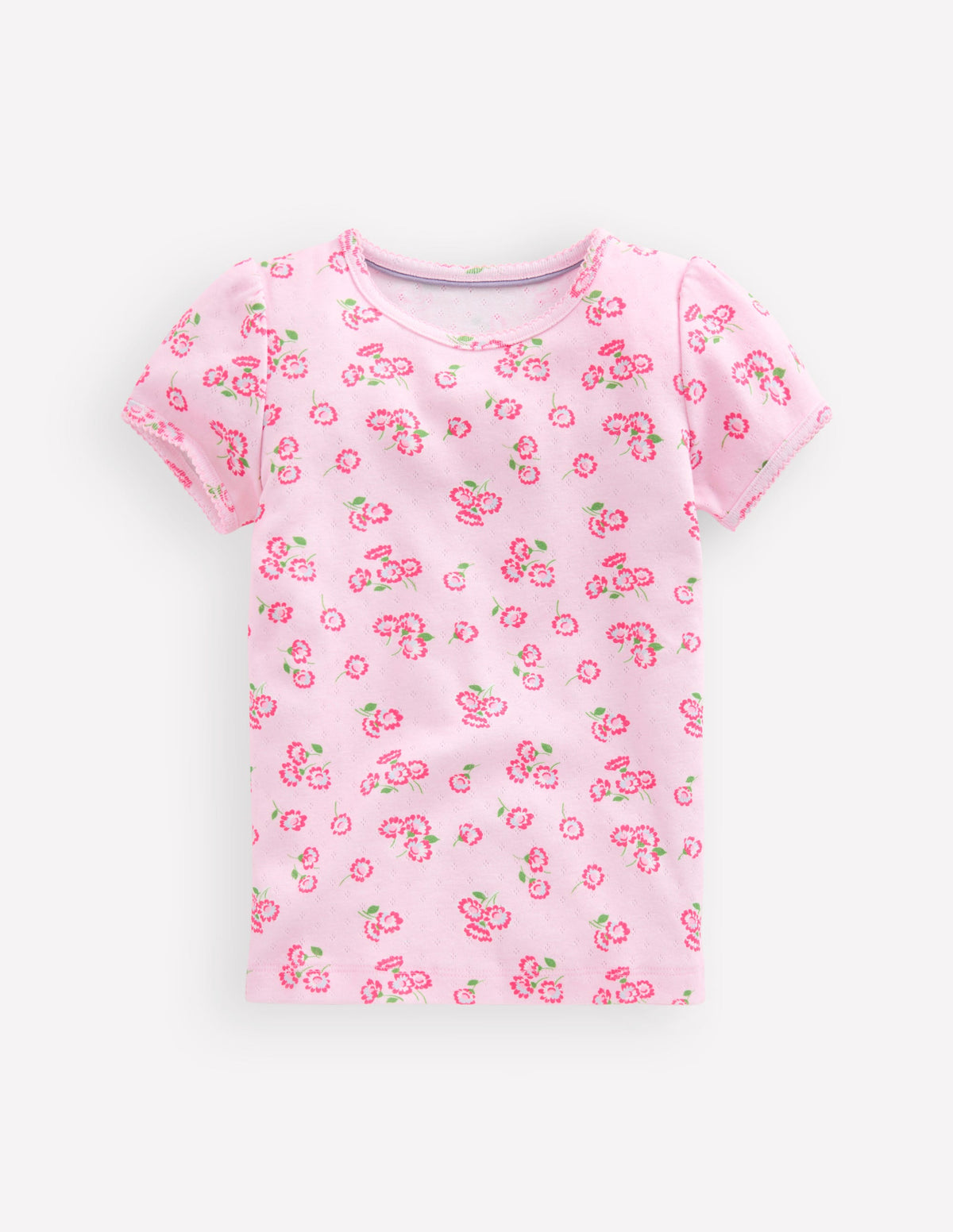 Kurzärmliges Pointelle-Oberteil-Lotus Gänseblümchen-1