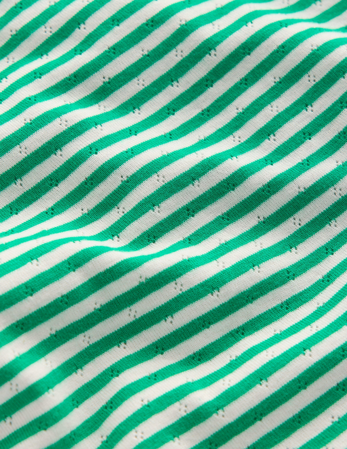 Short Sleeve Pointelle Top-Green/Ivory Stripe - Image 3