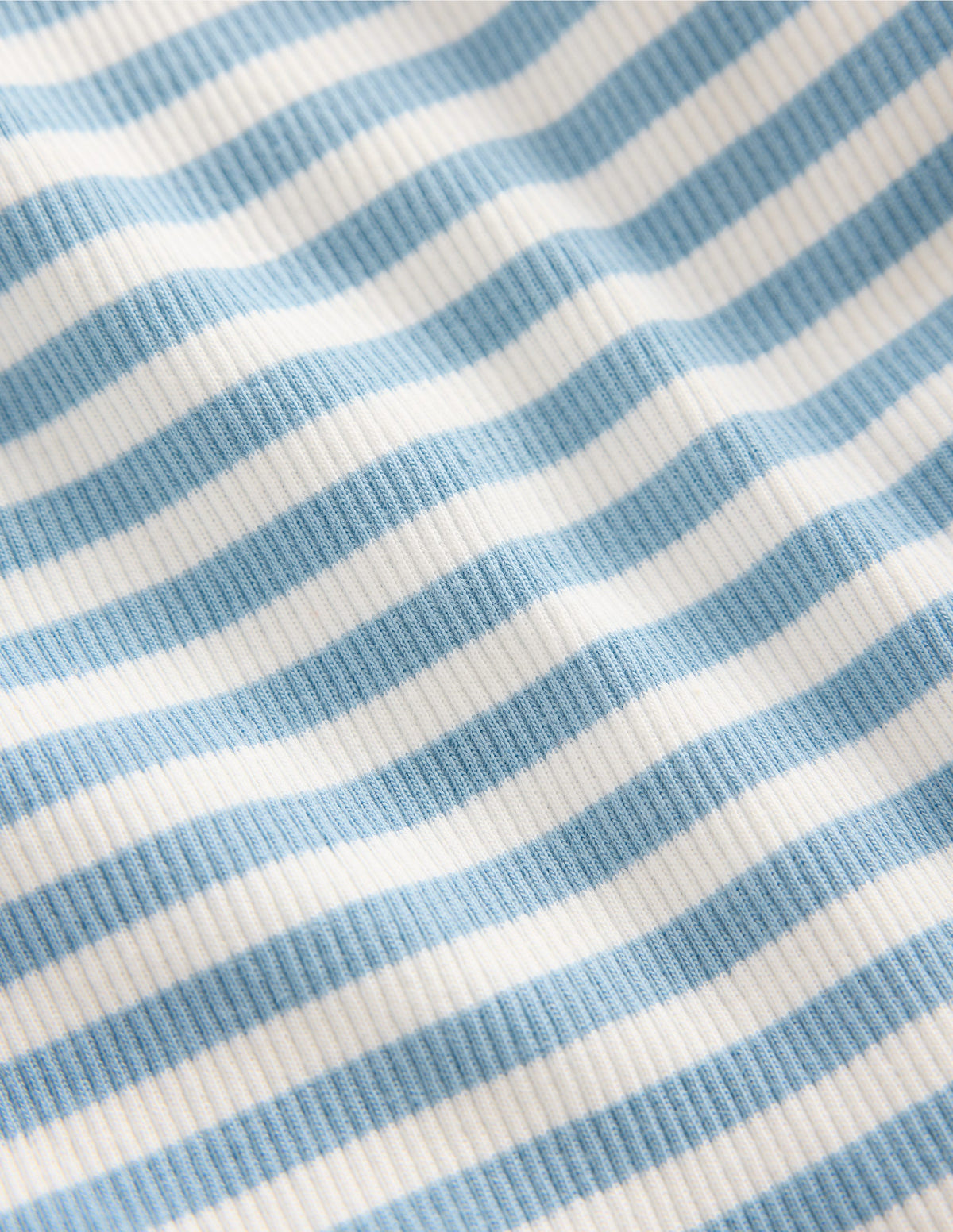 Geripptes Top mit Spitzenbesatz-Gletscherblau Streifen-3
