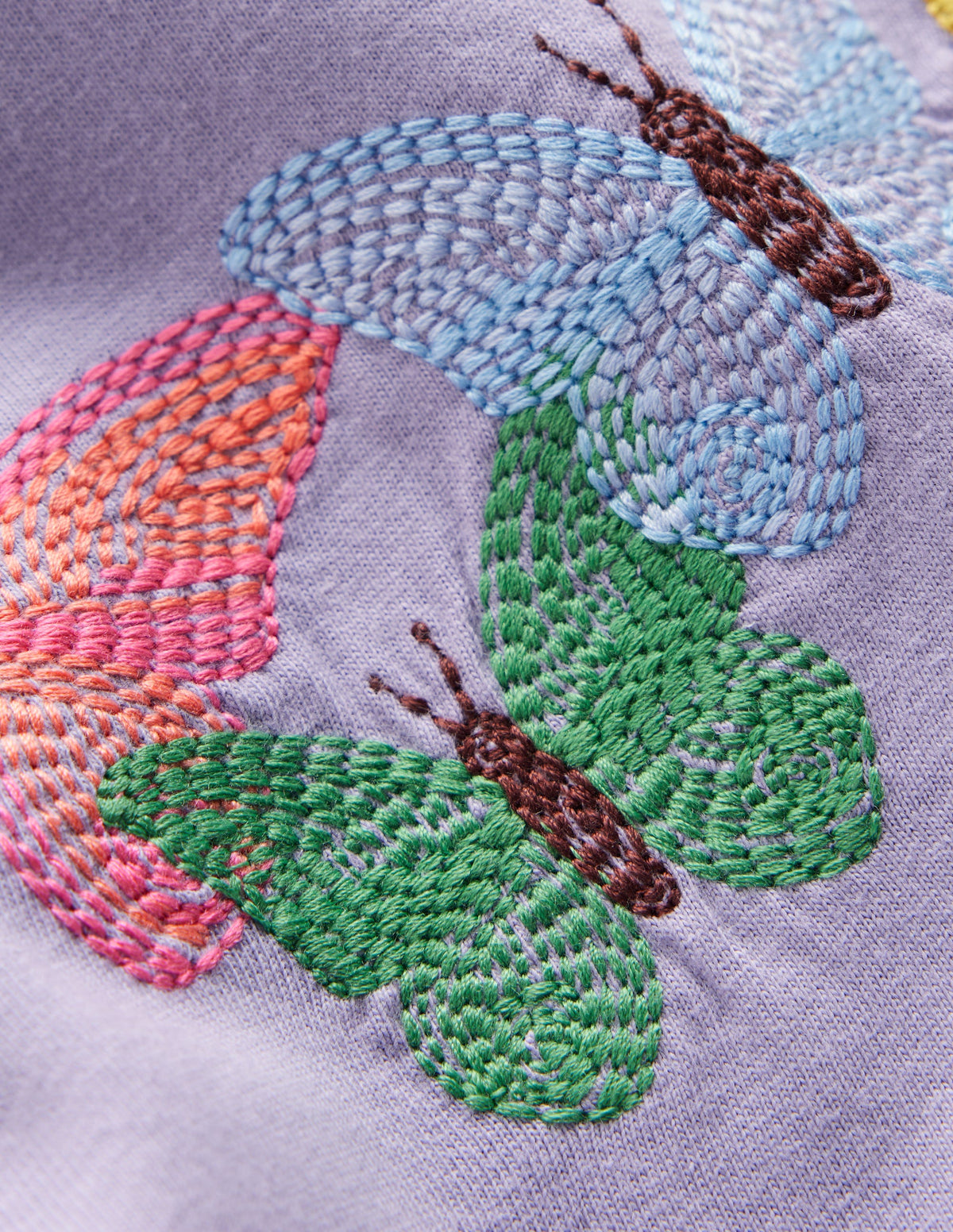 Puff Sleeve Superstitch Top-Purple Butterflies - Image 3