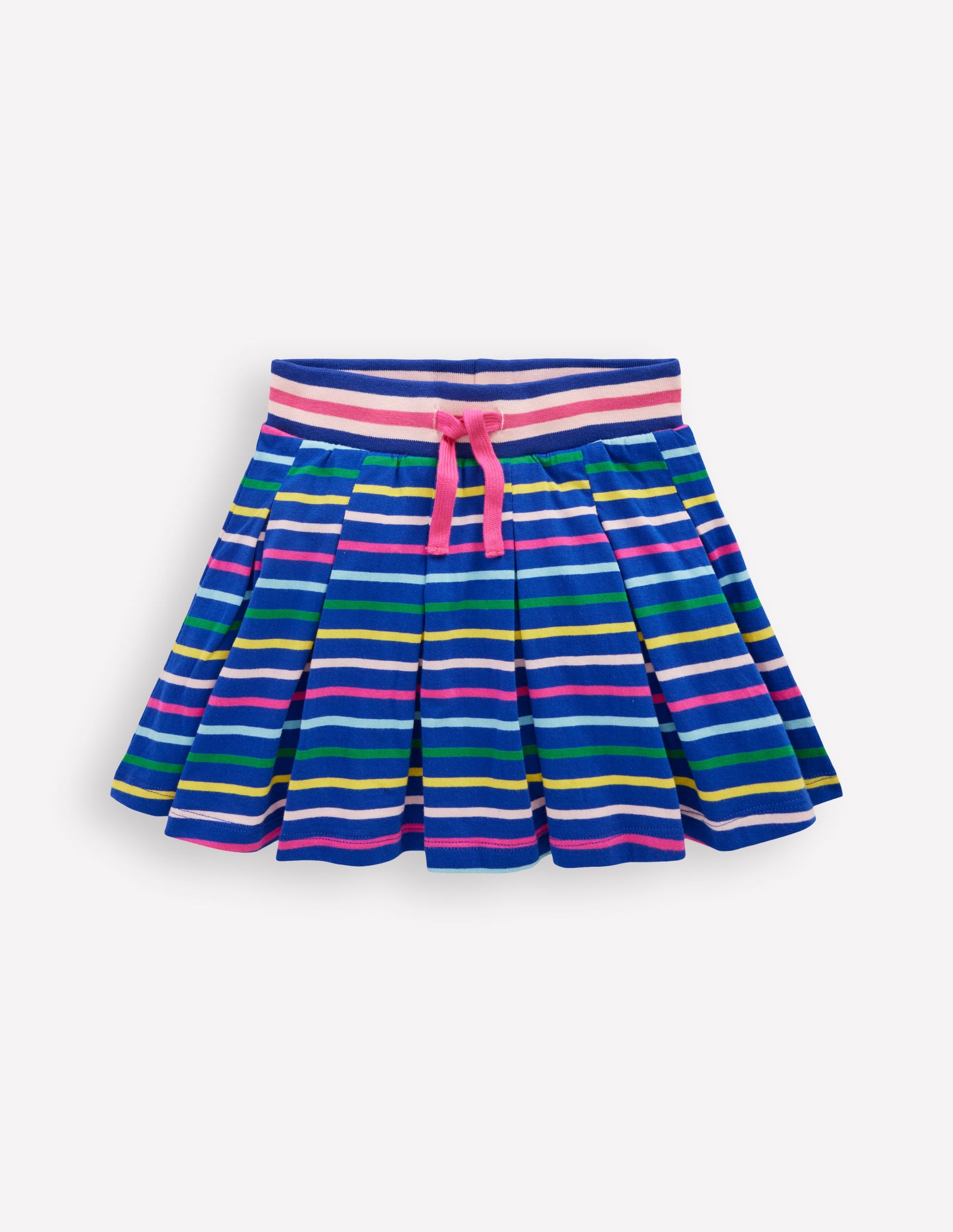 Plissierter Jersey-Skort-Küstenblau mit Streifen-1