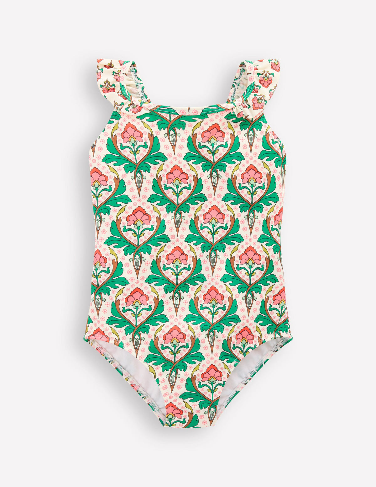 Hallie Frill Strap Swimsuit-Multi Woodblock Floral - Image 1