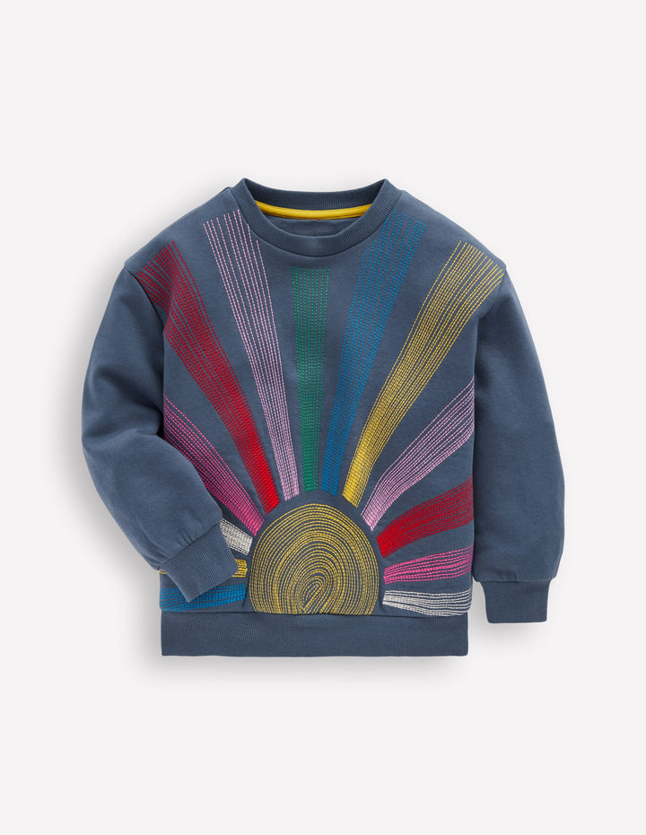 Sweat Bobbie à appliqué-Soleil indigo vintage