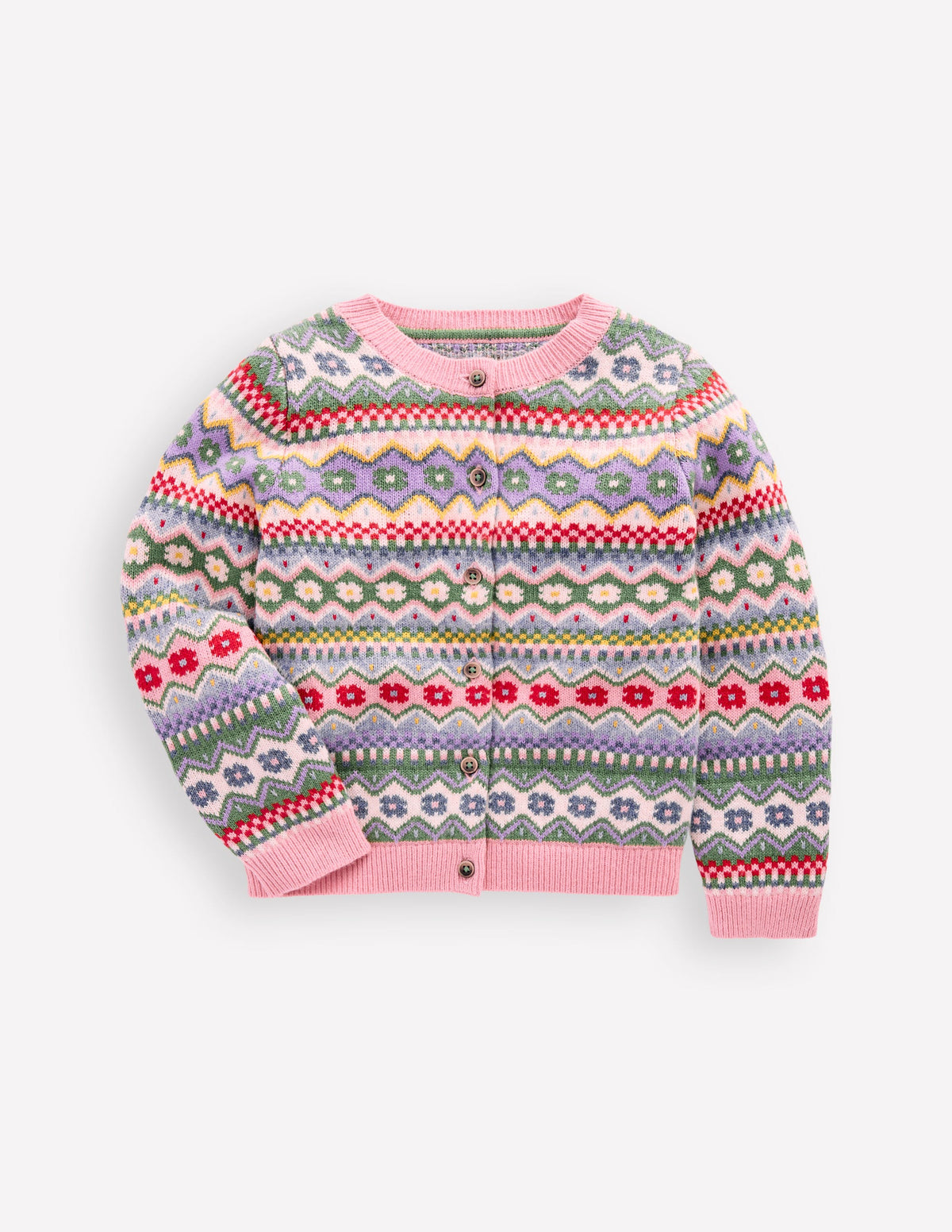 Edie Fair-Isle-Strickjacke-Gletscherblau Hübsche Blumen-1