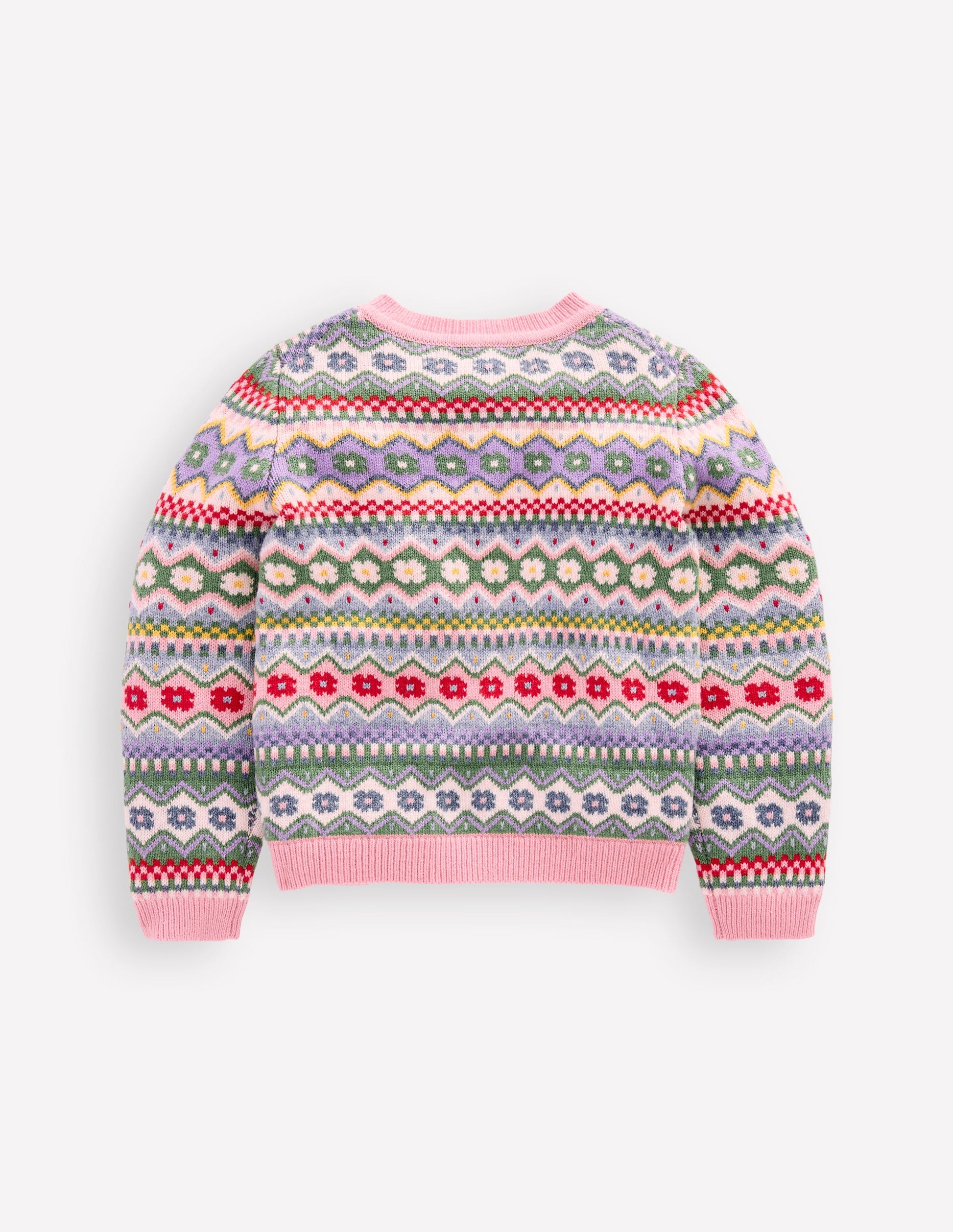 Edie Fair-Isle-Strickjacke-Gletscherblau Hübsche Blumen-2