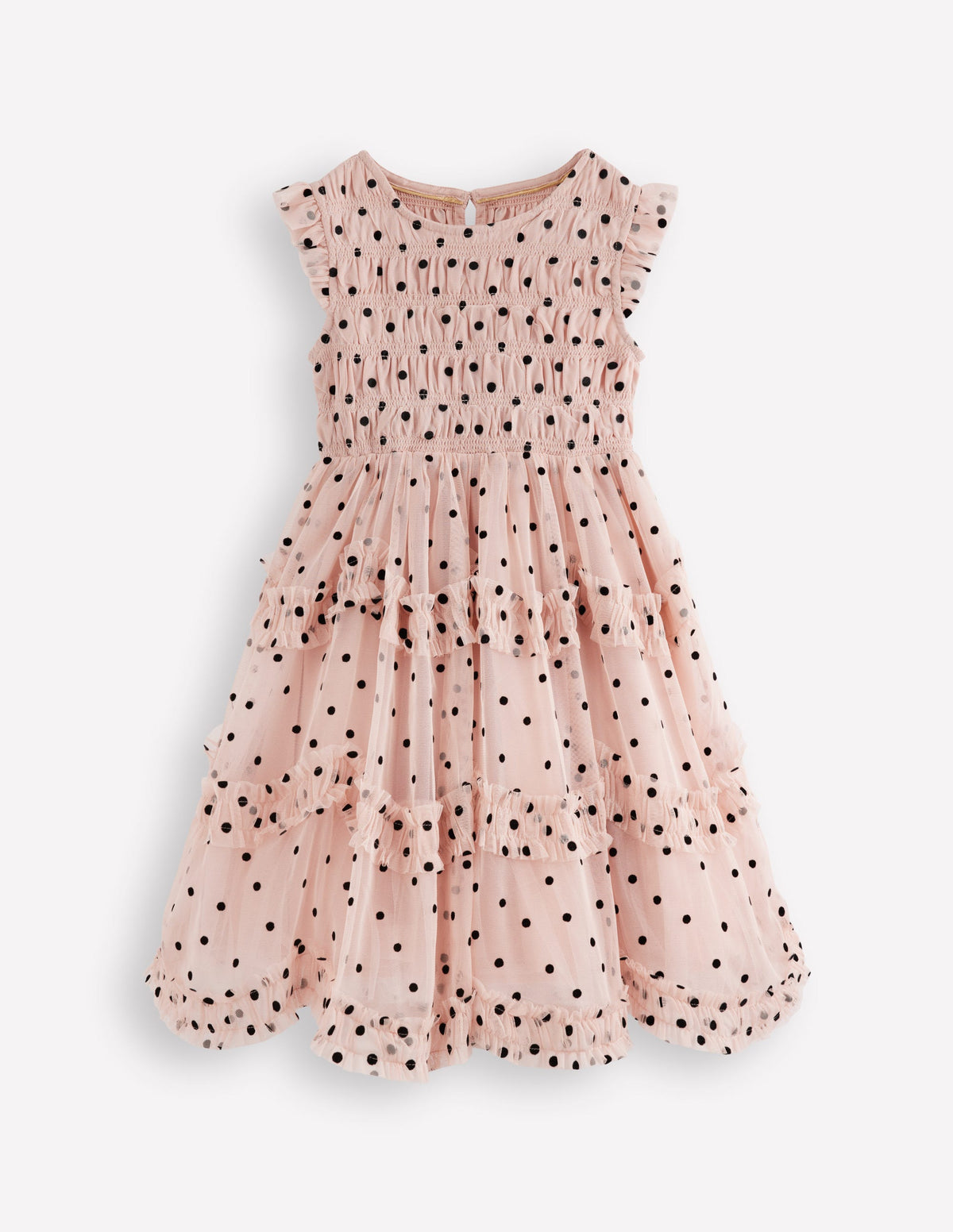 Tüllkleid mit Rüschen für besondere Anlässe-Rosé Rauchgrau Beflockt Punkte - Image 4