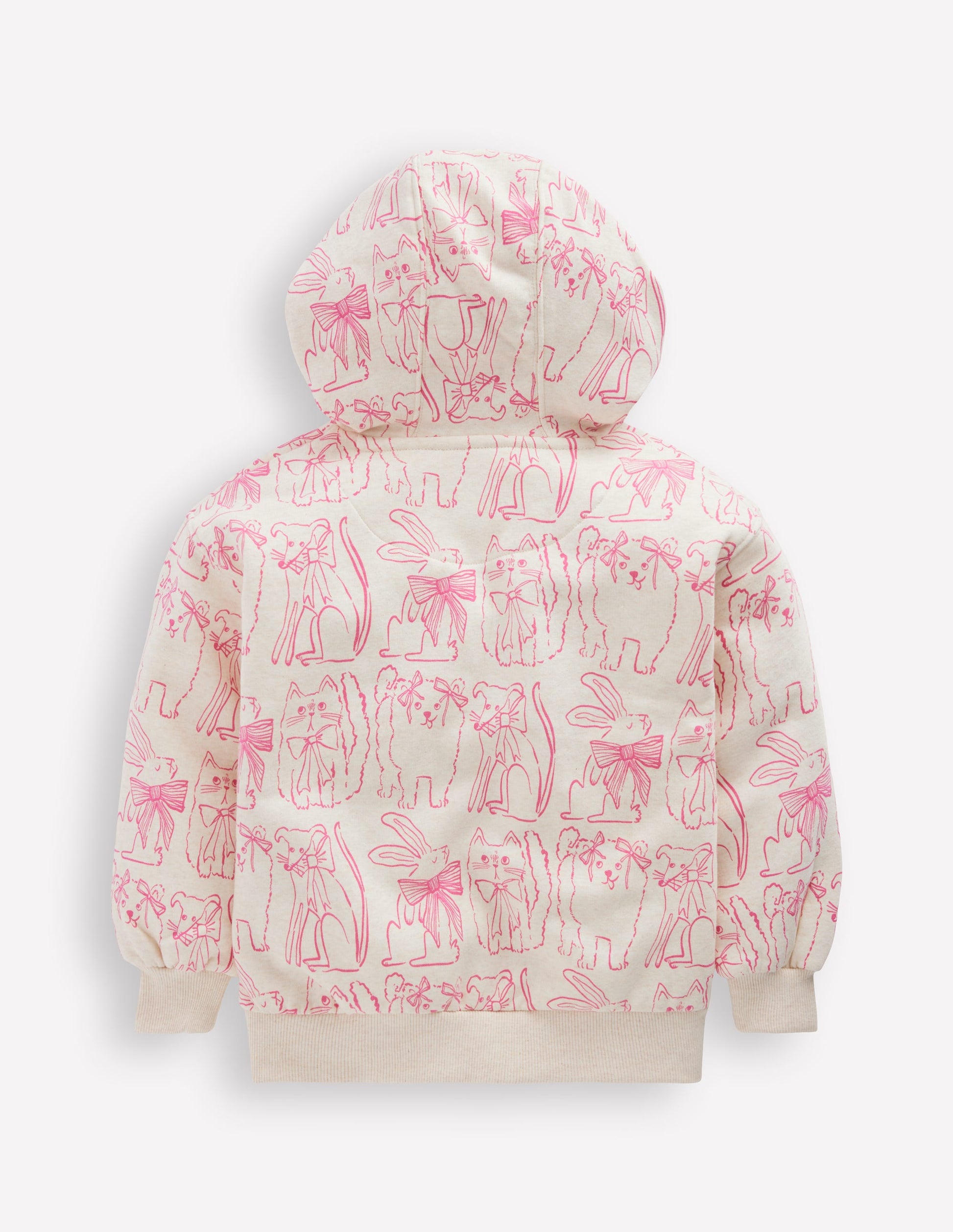 Bedruckter Kapuzenpullover-Haferbeige Haustiere-6