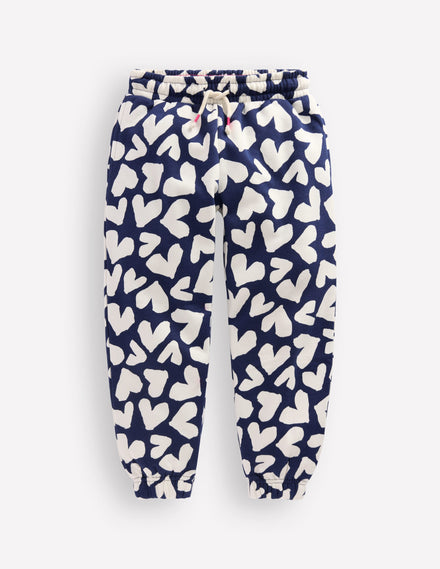 Bas de jogging cosy imprimé-Cœurs Bleu Marine