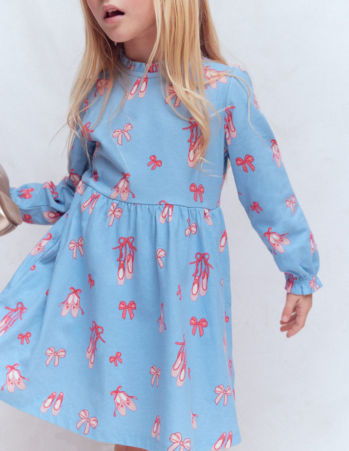 Blouson Sleeve Jersey Dress-Pale Blue Ballet Shoes - Image 3