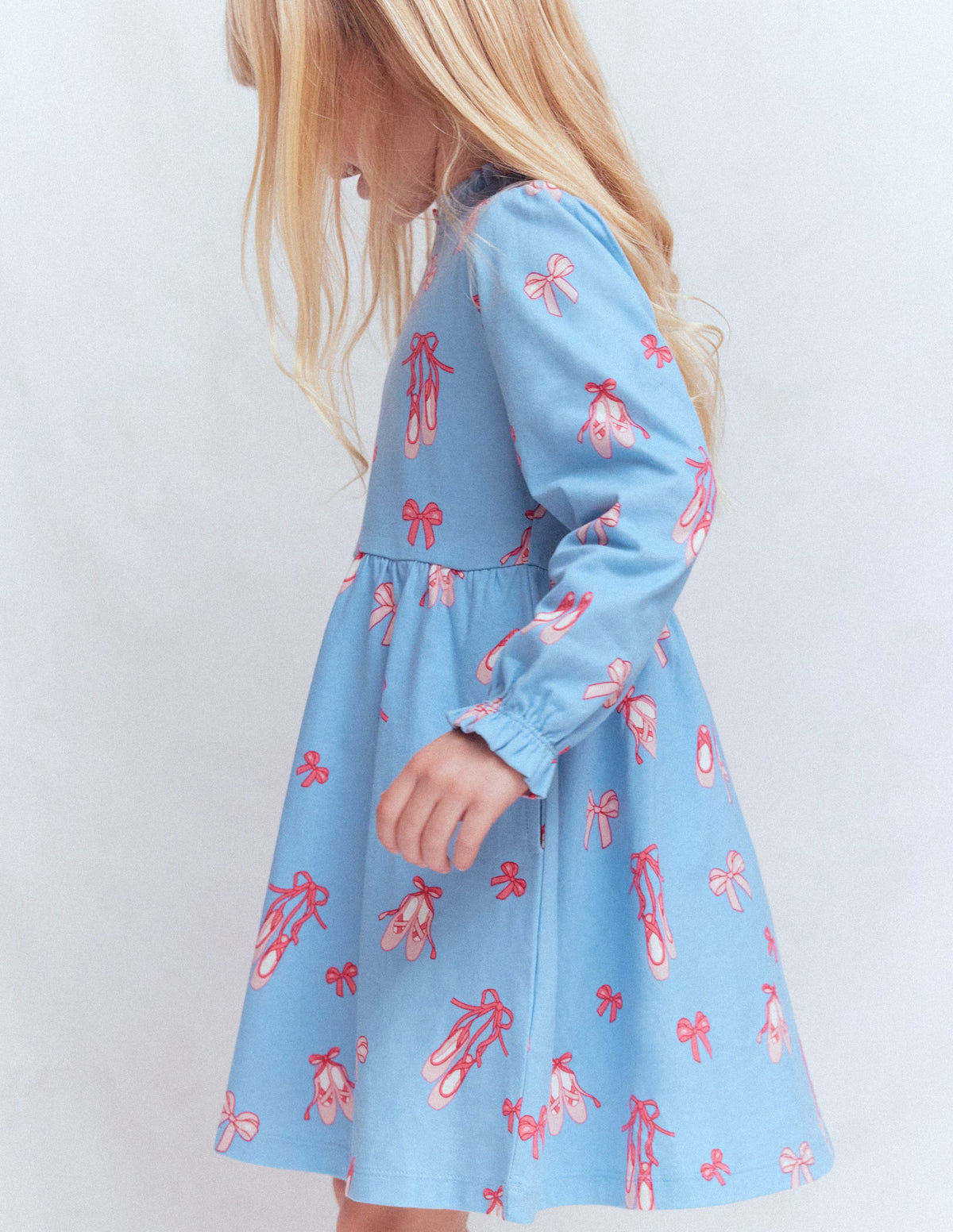 Blouson Sleeve Jersey Dress-Pale Blue Ballet Shoes - Image 4
