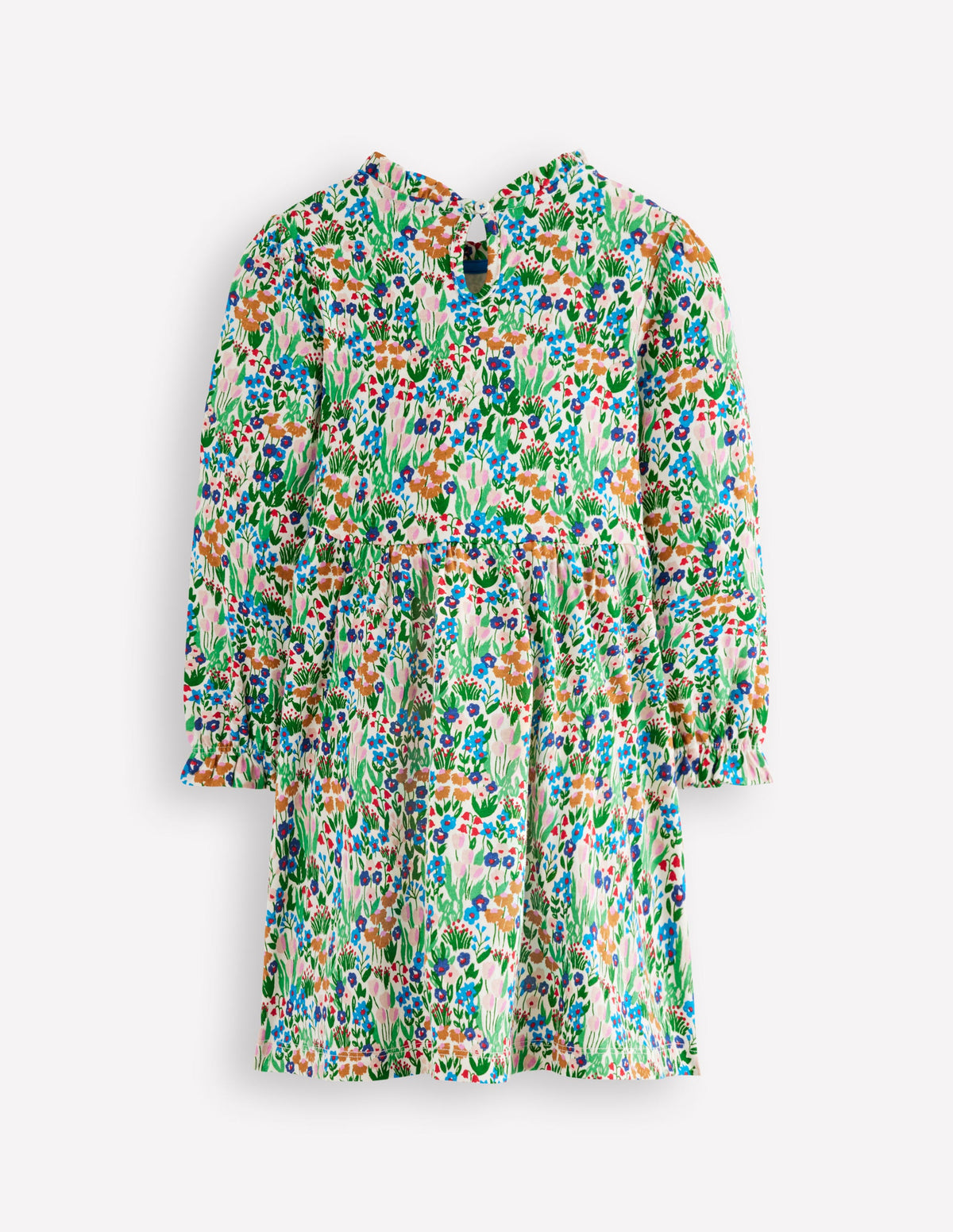 Jerseykleid mit Blousonärmeln-Eisvogelblau Frühlingsblumenbeet - Image 2